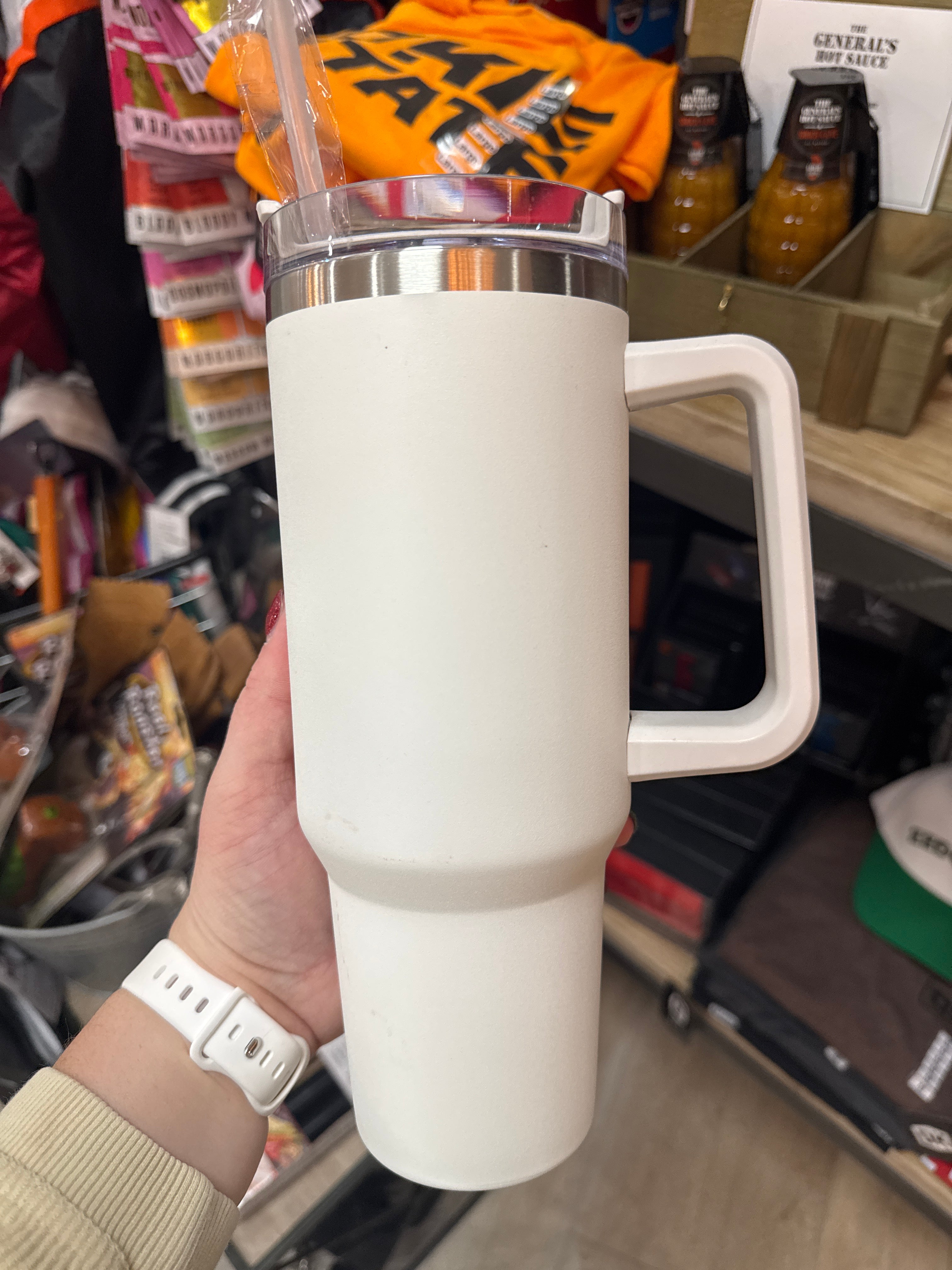 40 OZ TUMBLER WITH HANDLE - WHITE