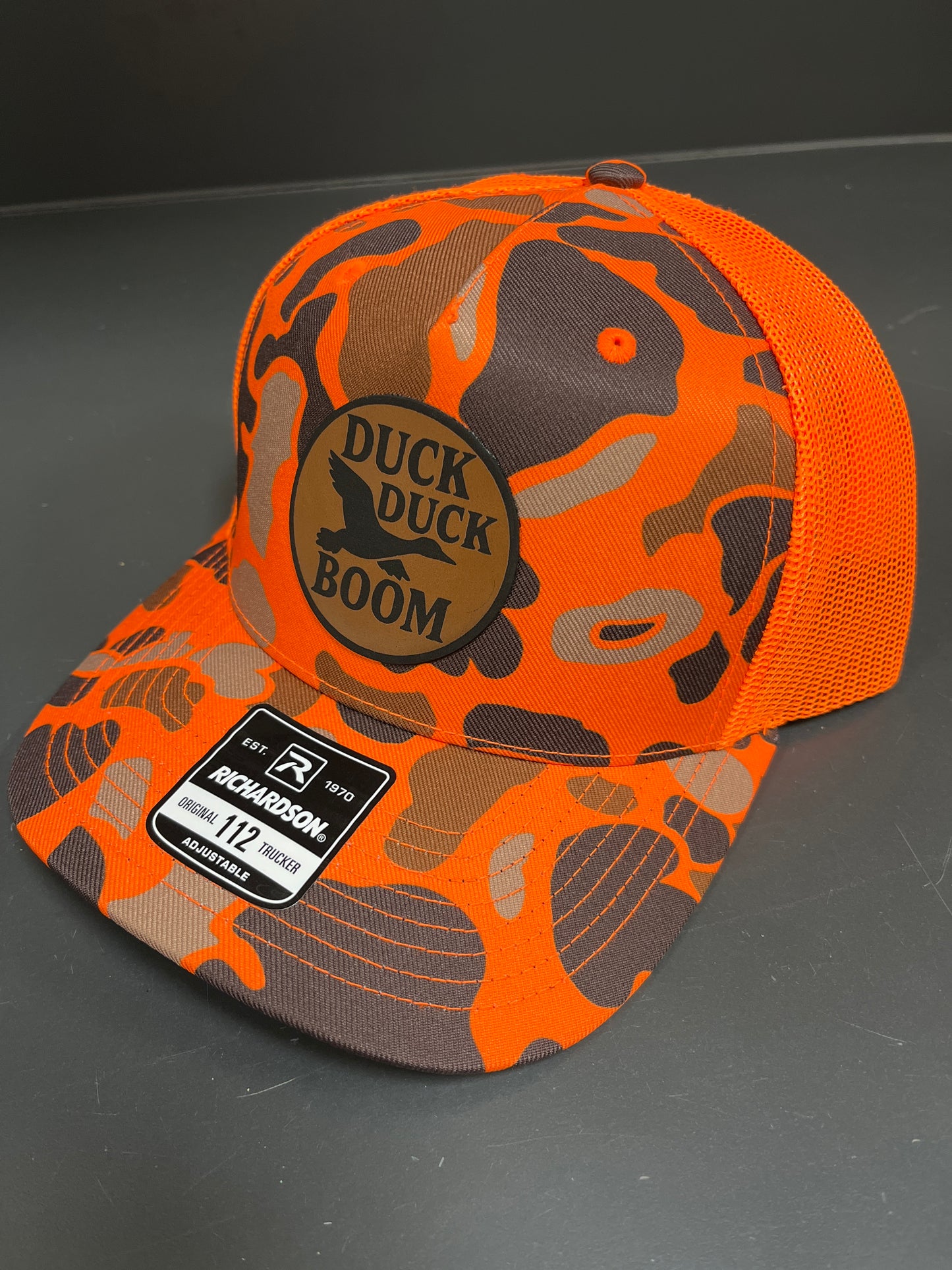 ORANGE CAMO HAT - DUCK DUCK BOOM