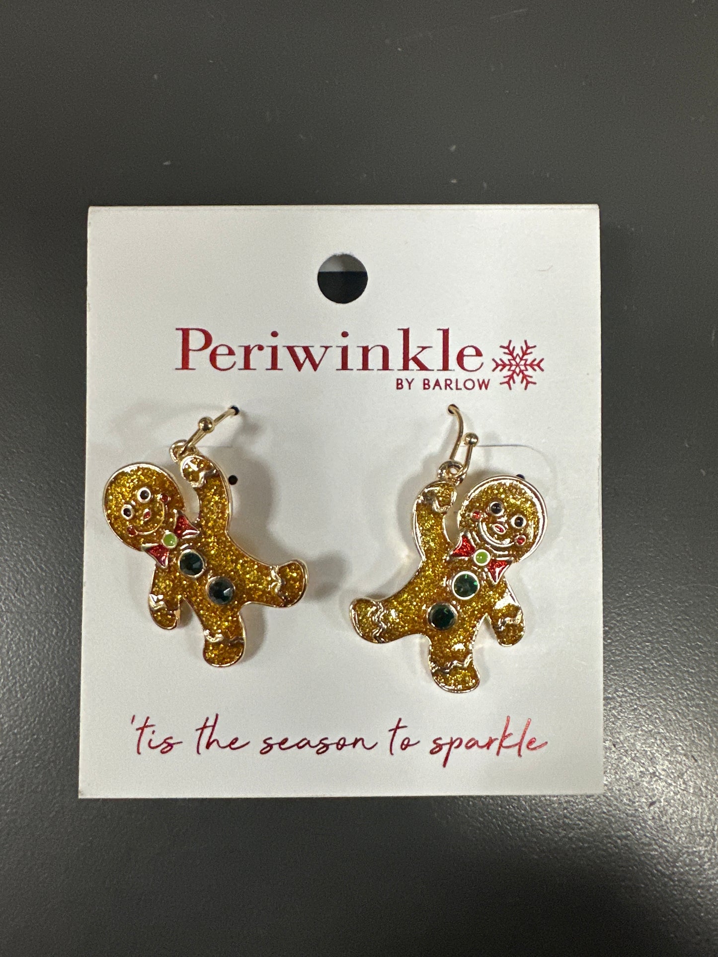 ENAMEL GLITTER GINGERBREAD MEN EARRINGS