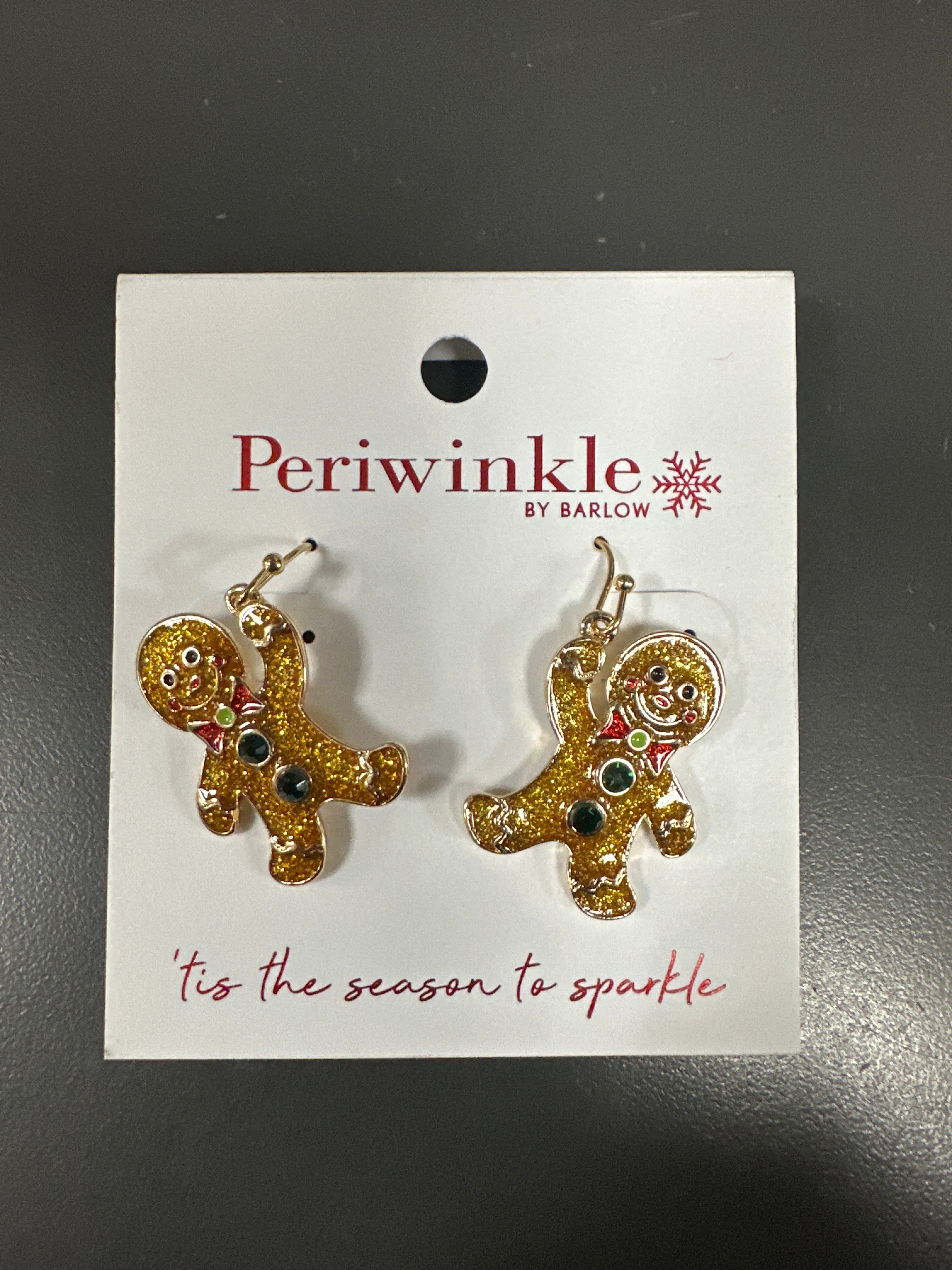 ENAMEL GLITTER GINGERBREAD MEN EARRINGS