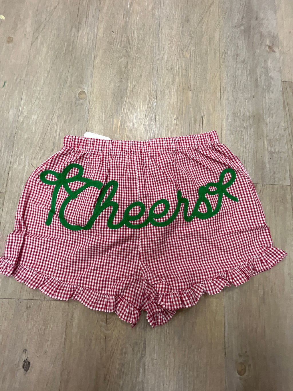 CHEERS GINGHAM RUFFLED SHORTS - RED