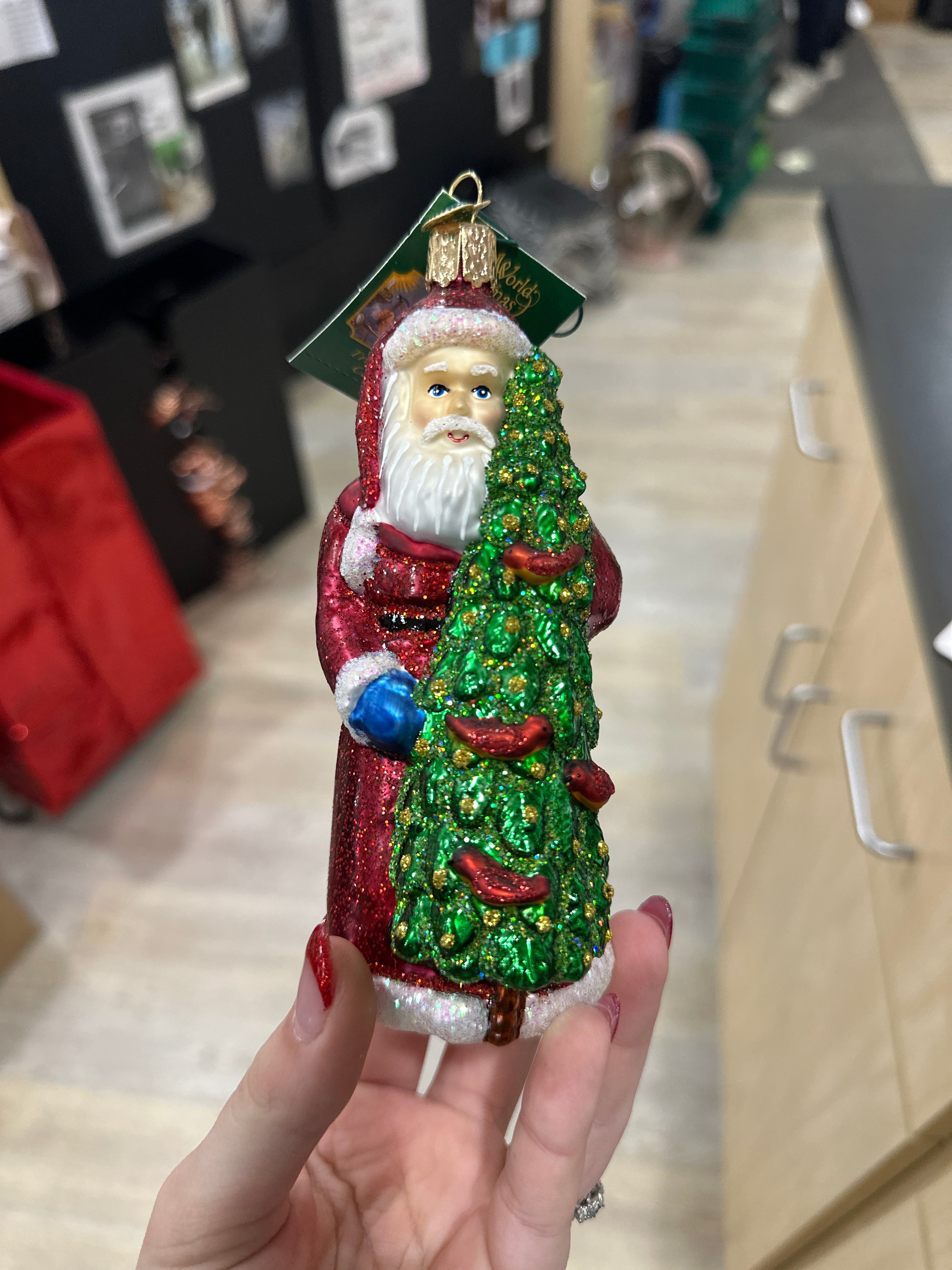 CHRISTMAS ORNAMENT - SANTA WITH CALLING BIRDS