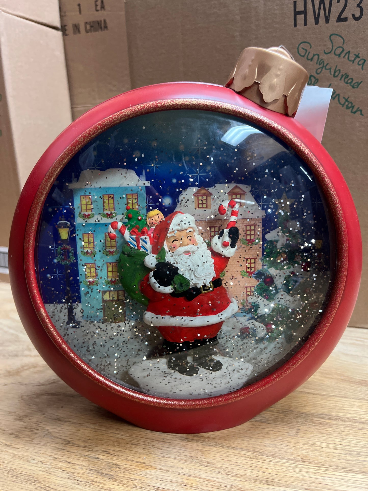 SANTA RED ORNAMENT GLITTER LANTERN (Copy)