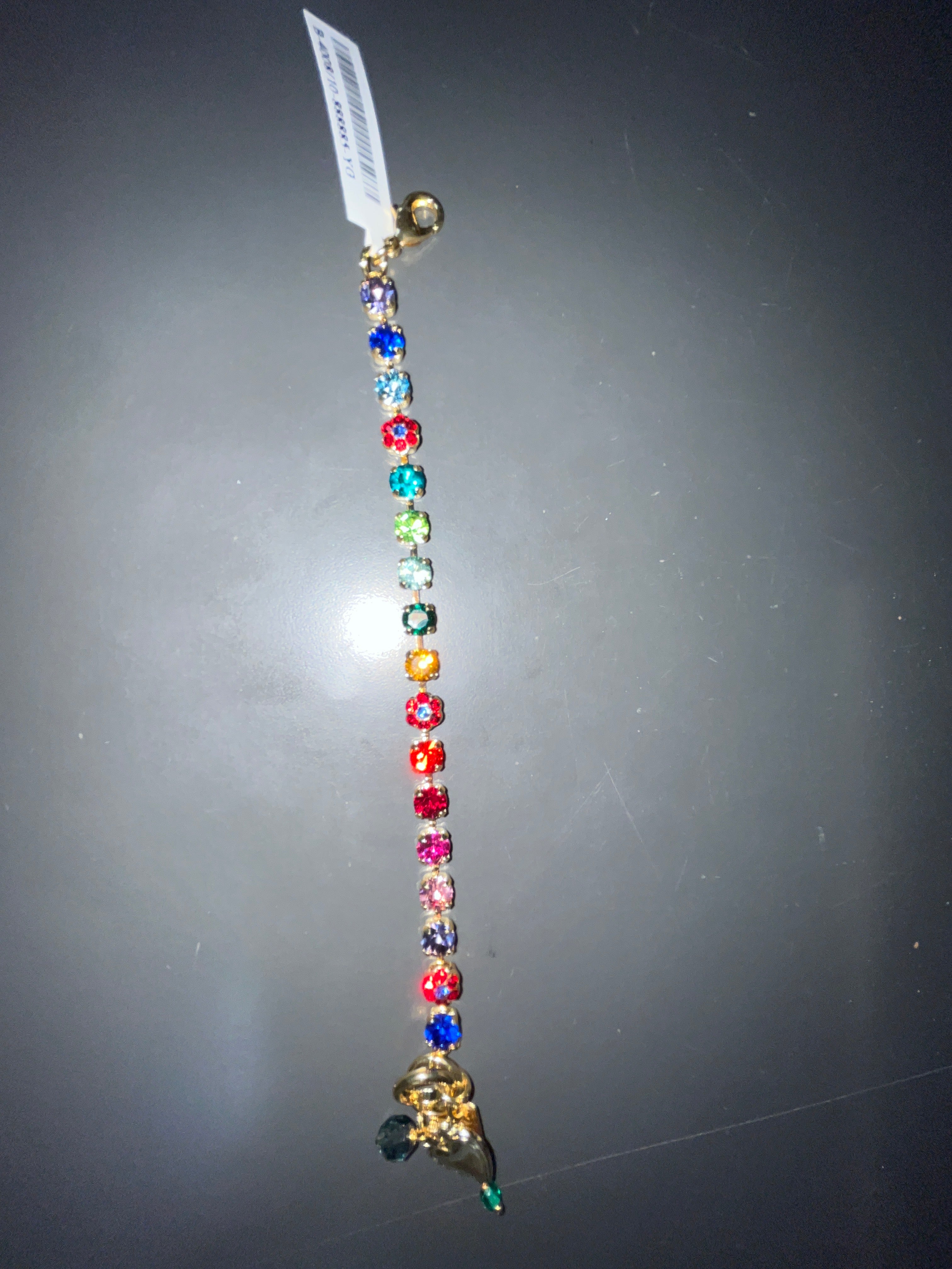 MARIANA - BRACELET - GOLD - SMALL RED/BLUE FLOWER AND MULTI STONES