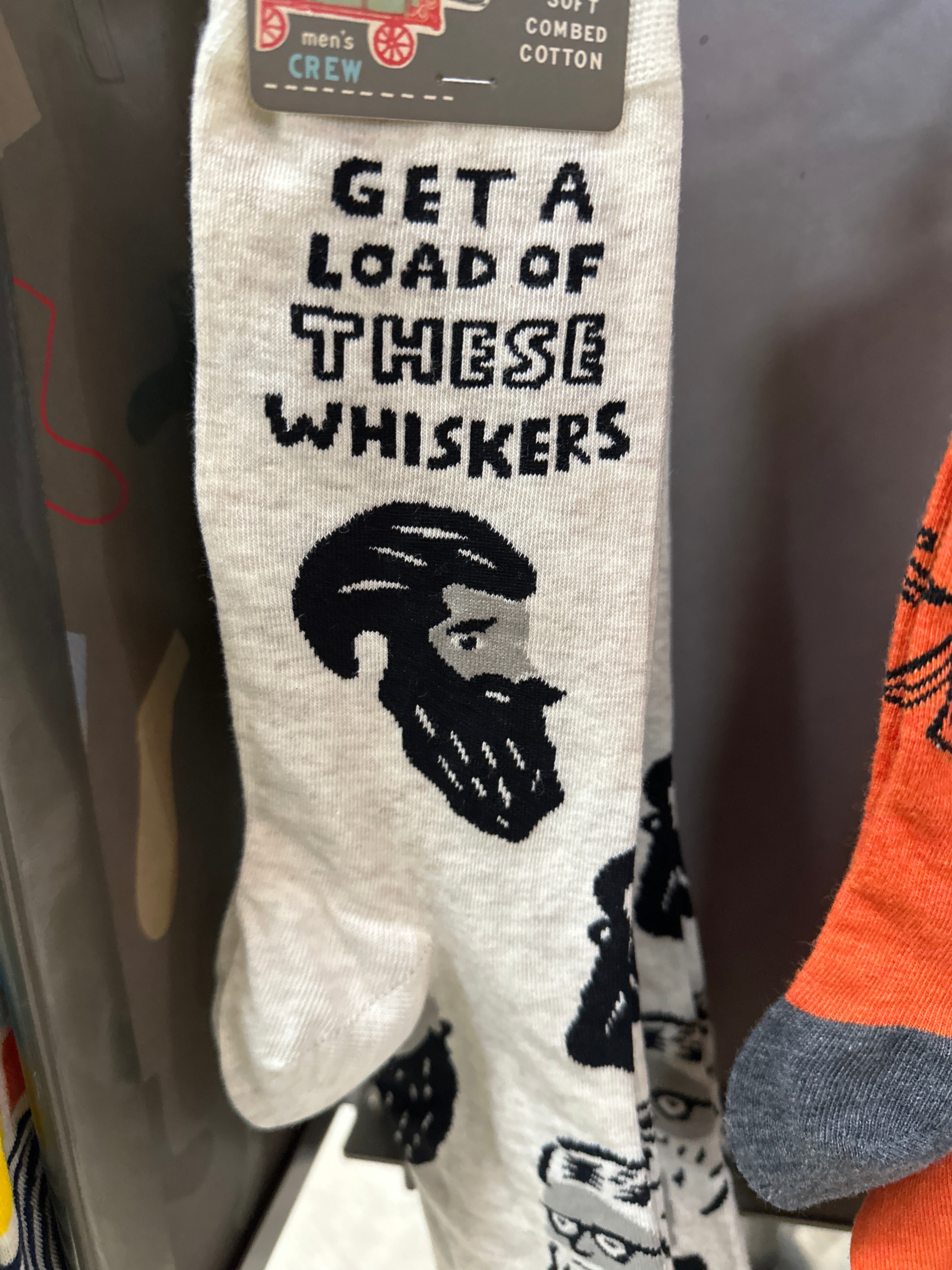 MENS CREW SOCKS - GET A LOAD OF THESE WHISKERS
