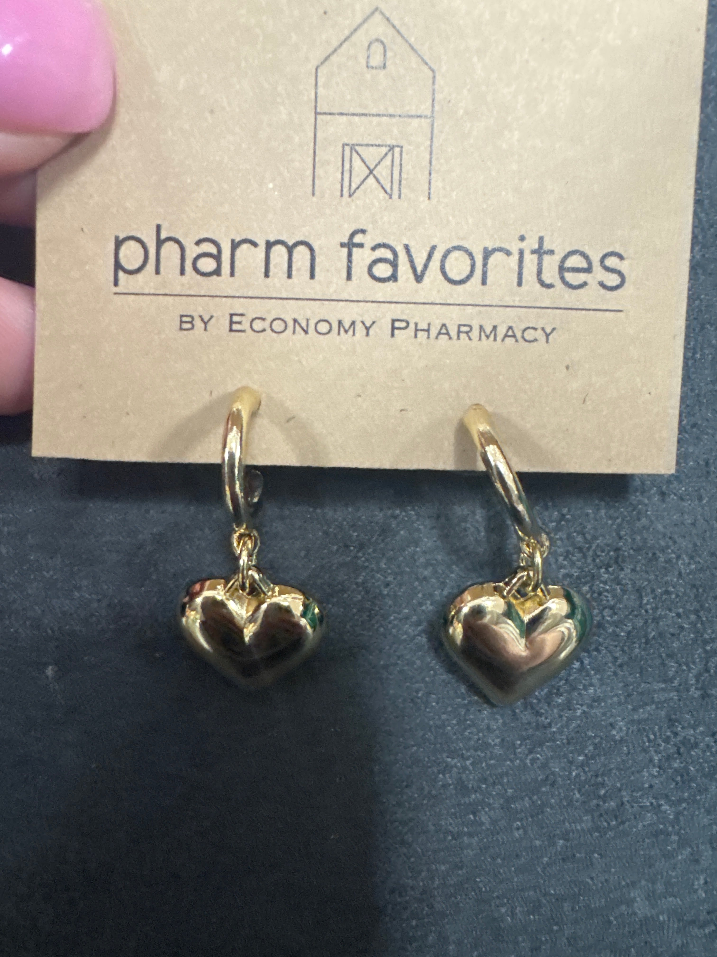 GOLD HOOP & PUFFY HEART CHARM EARRINGS