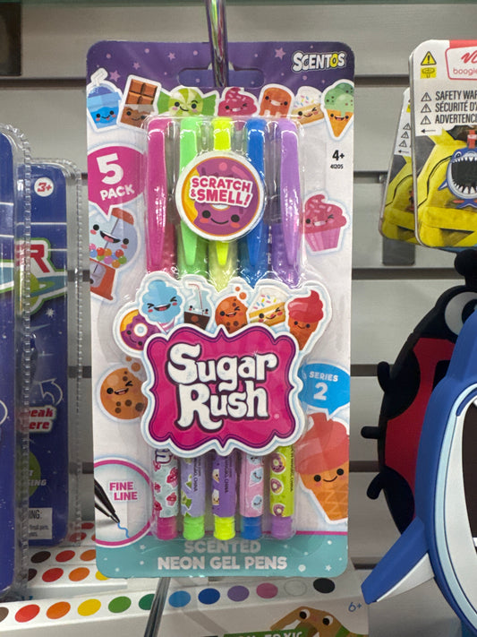 SUGAR RUSH SCENTED NEON GEL PENS 5PK