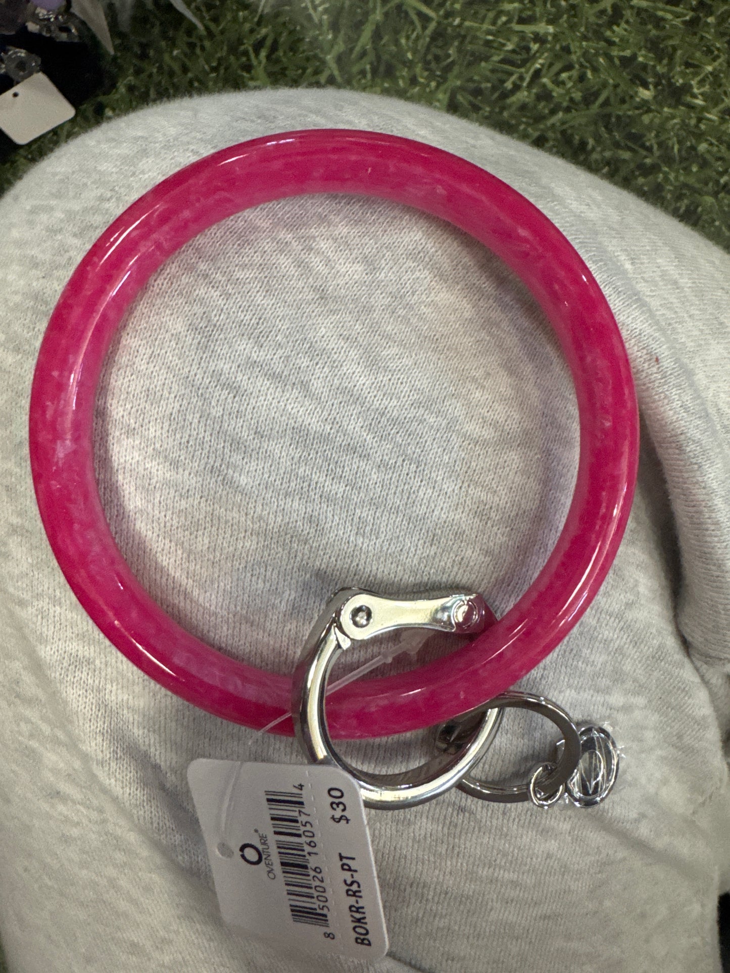 RESIN BIG O KEY RING - PINK TOPAZ