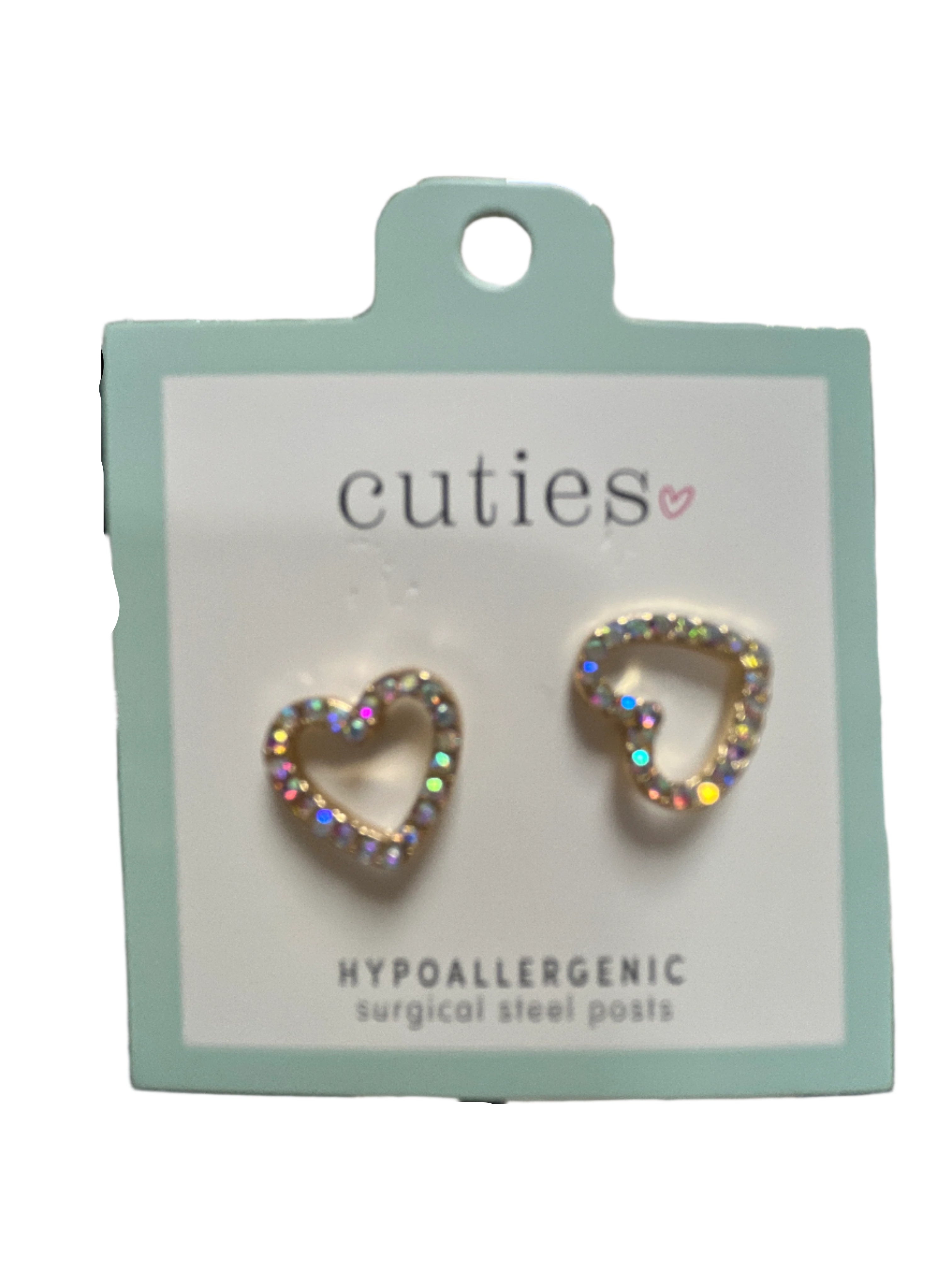 CRYSTAL HEARTS GOLD EARRINGS