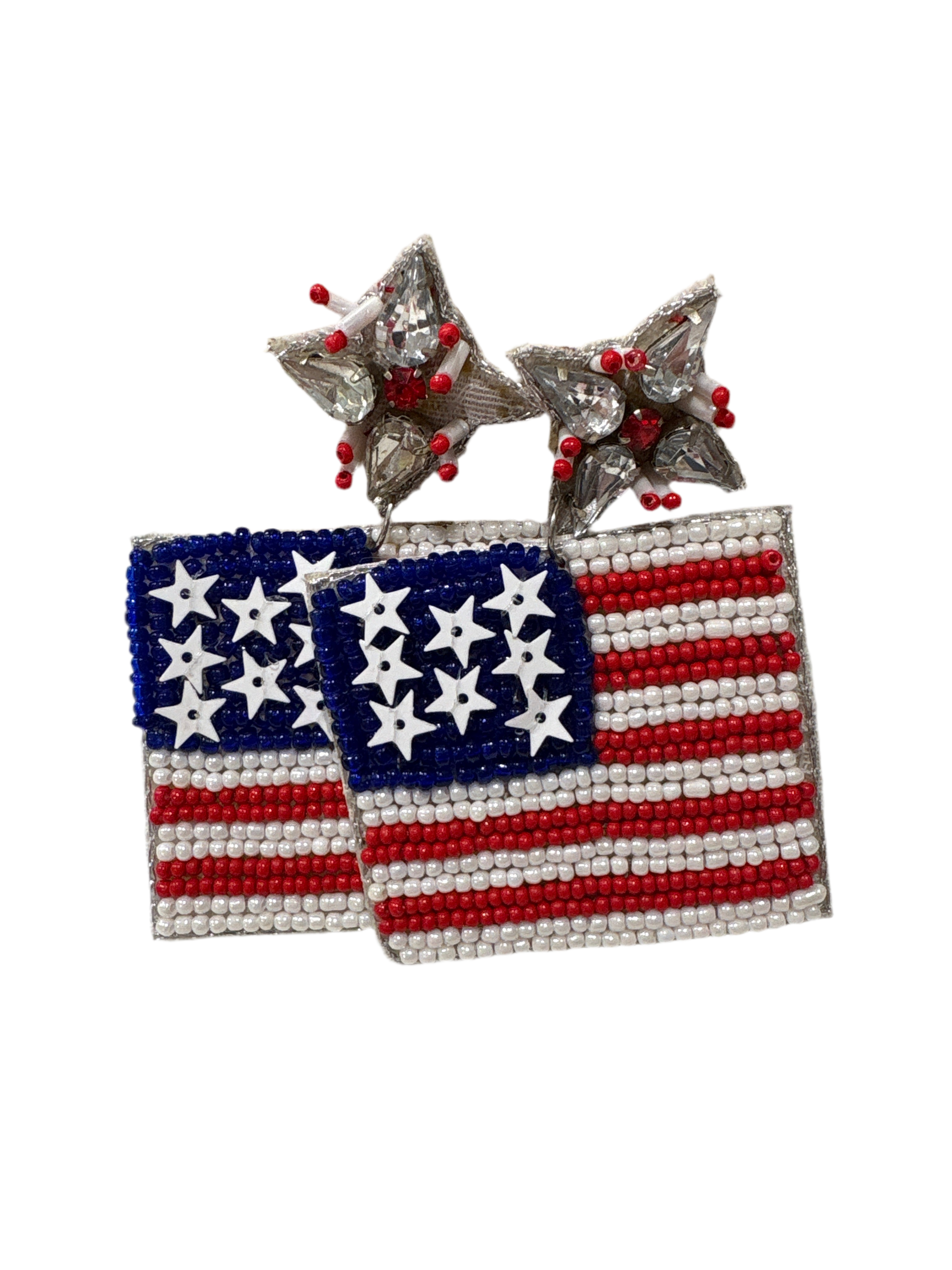 American Flag Beaded Earrings