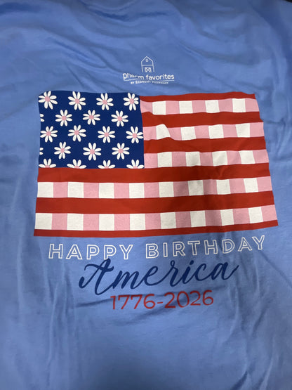 BLUE HAPPY BIRTHDAY AMERICA TEE