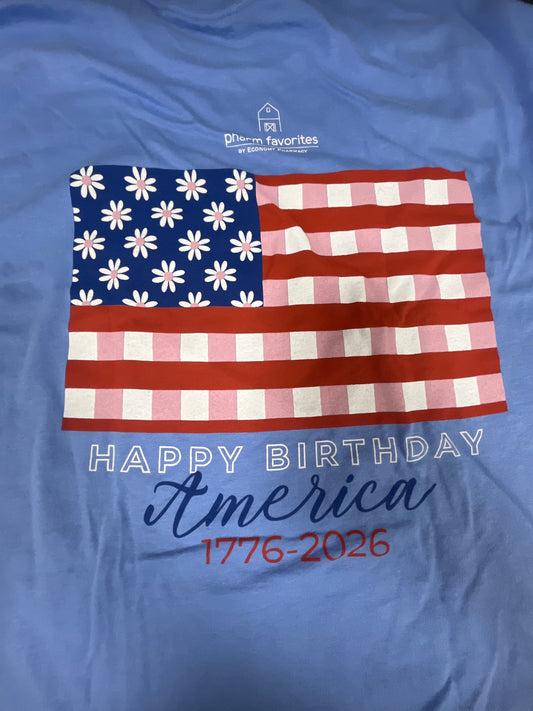 BLUE HAPPY BIRTHDAY AMERICA TEE