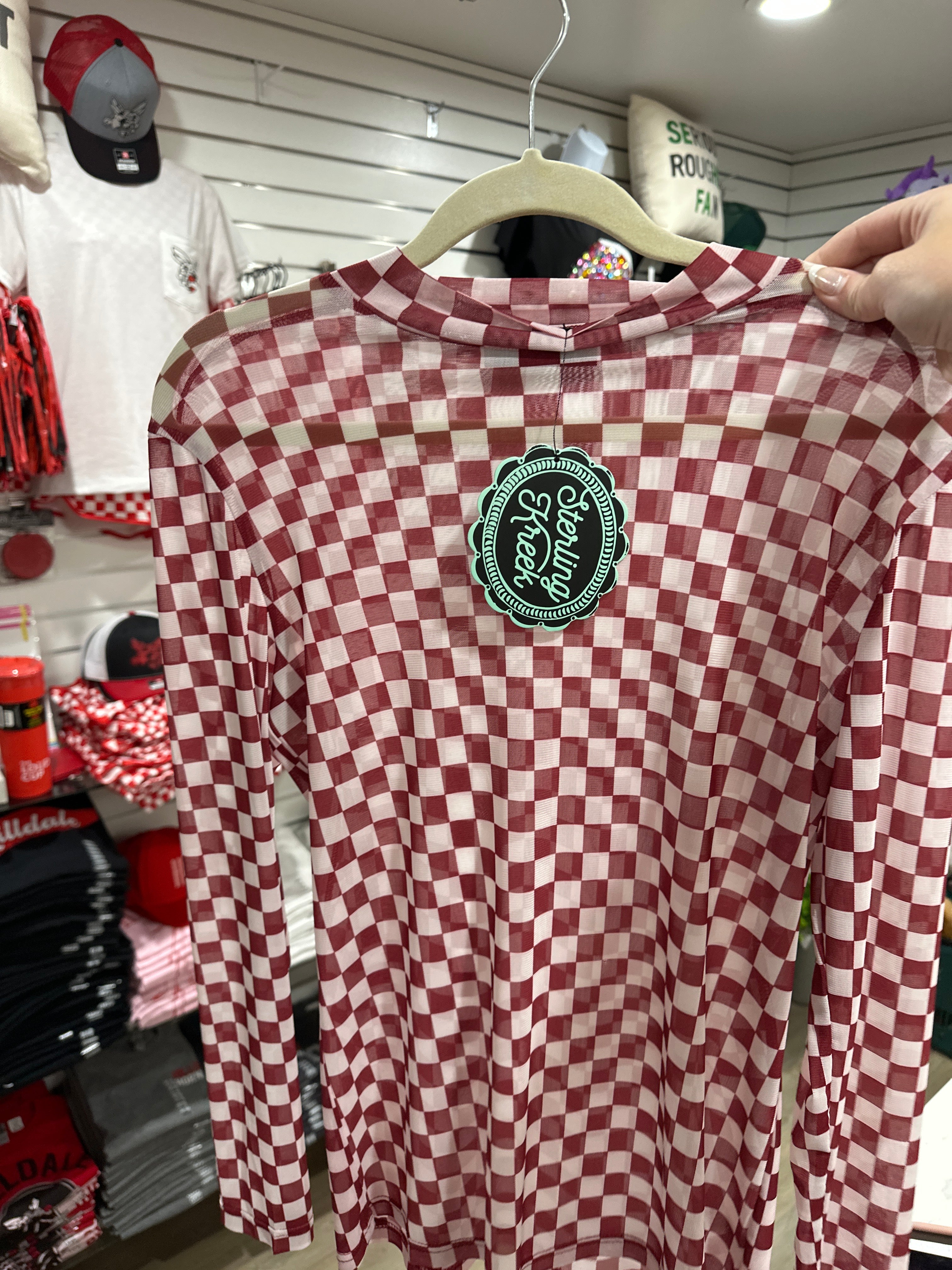 PEP RALLY MESH TOP - MAROON - S