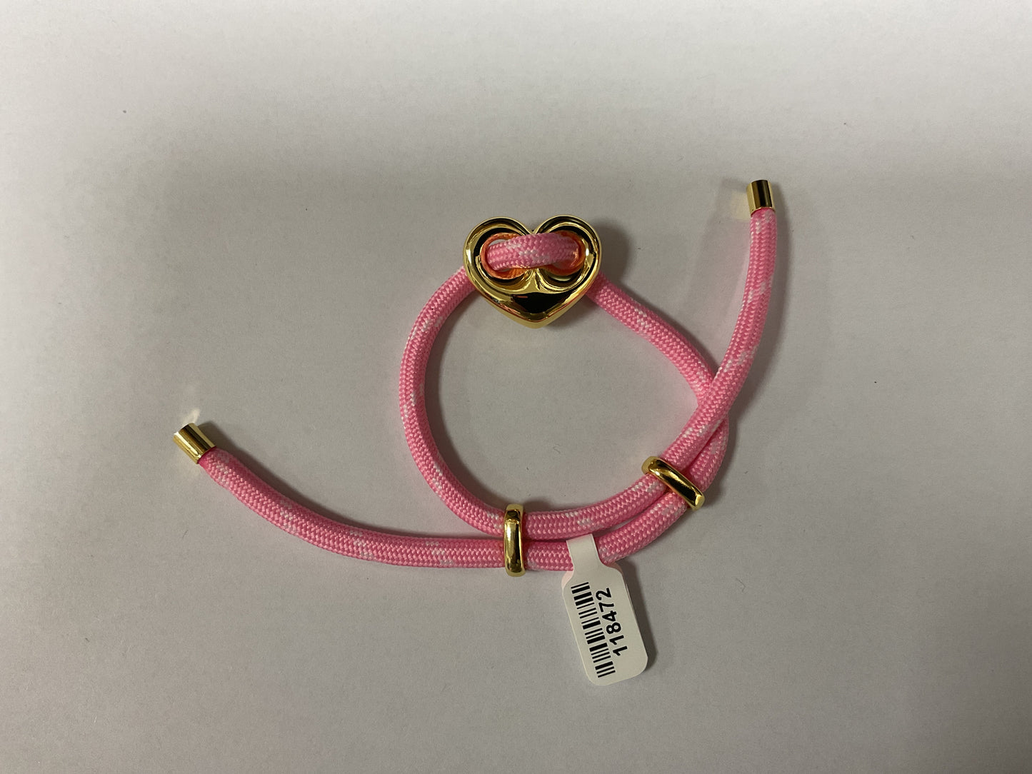 PINK CORD BRACELET WITH HEART SLIDE CHARM