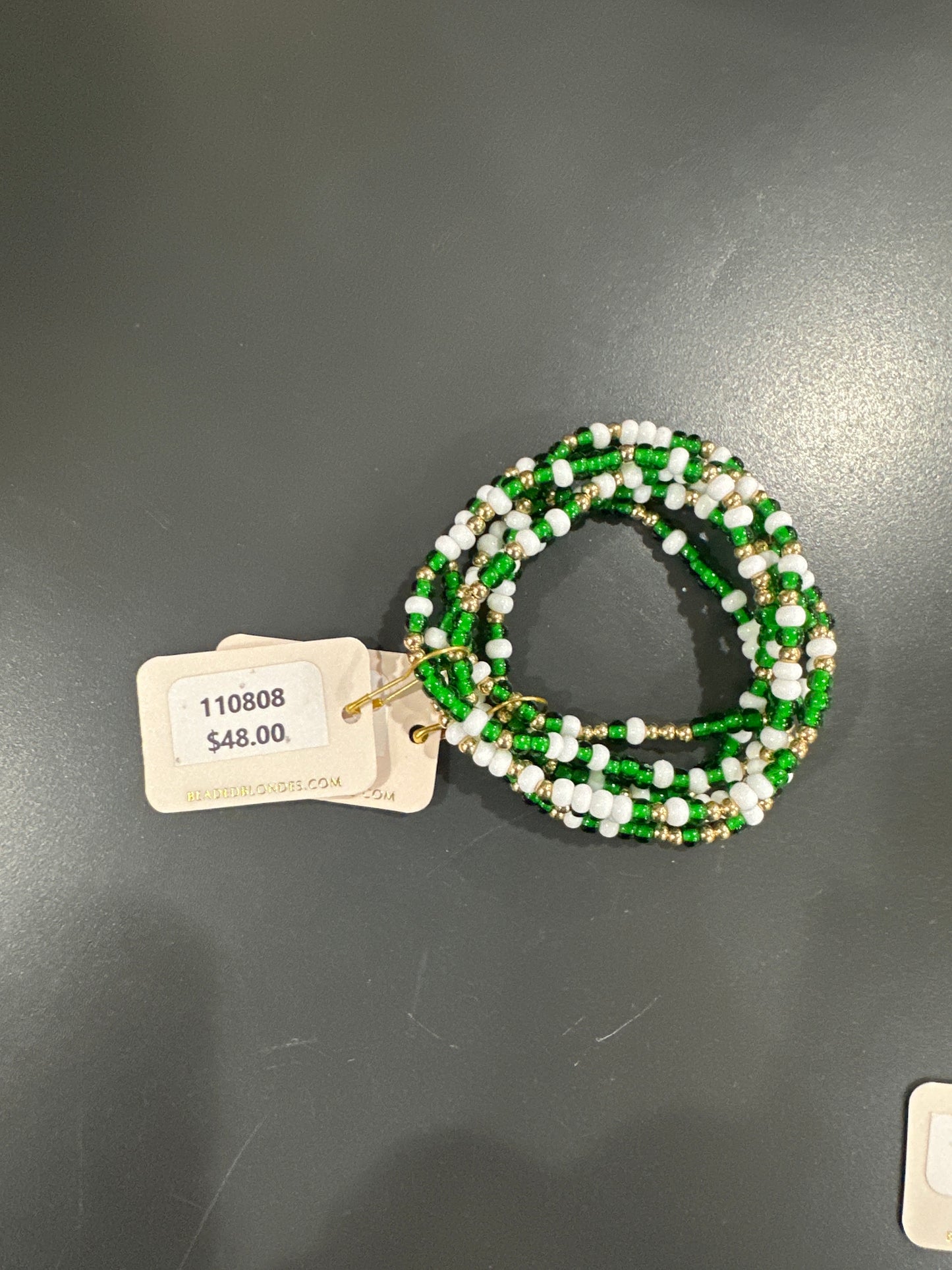 GAME DAY SPRINKLE BRACELET 3PK - GREEN & WHITE
