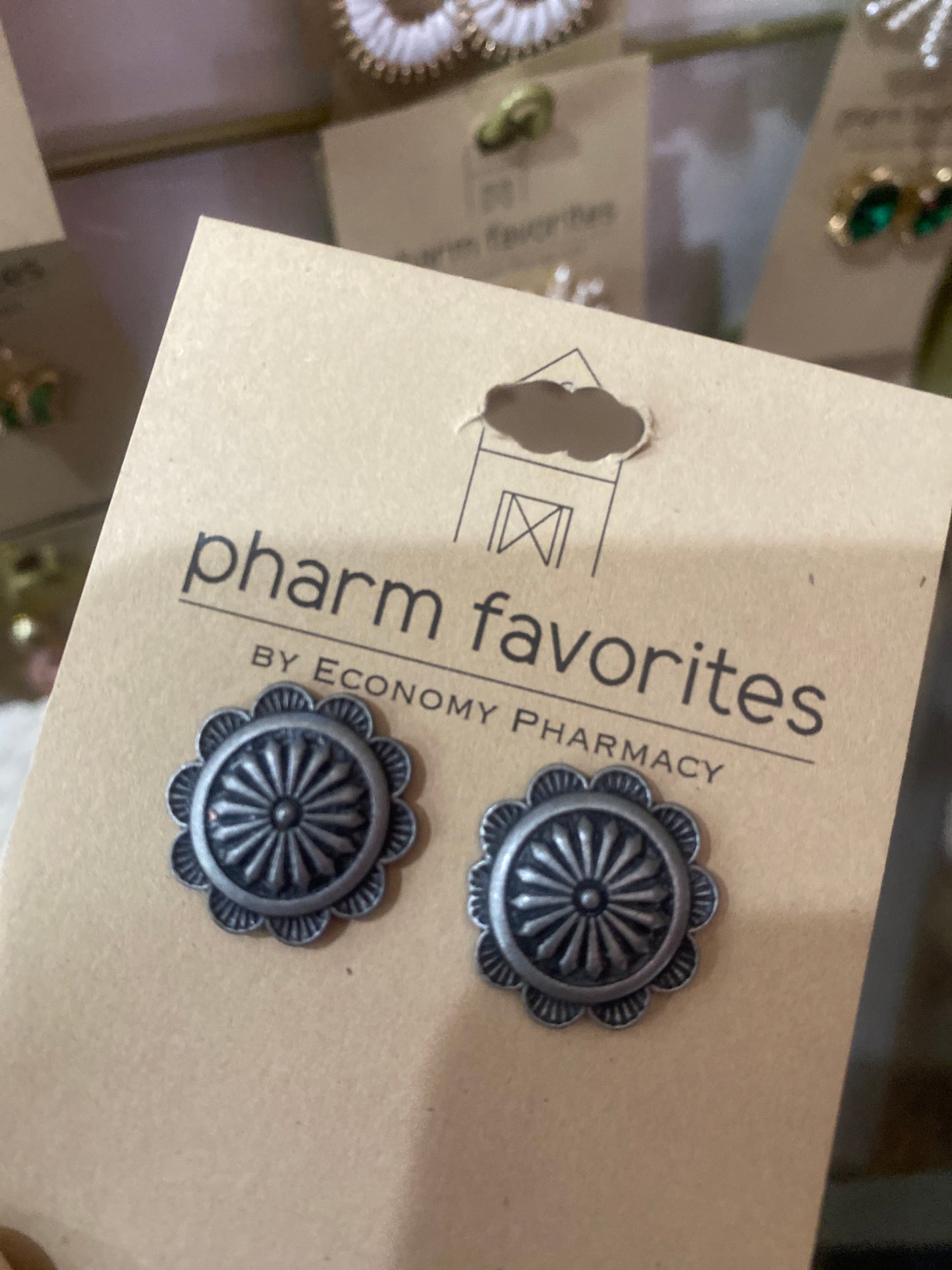 PEWTER MEDALLION EARRINGS