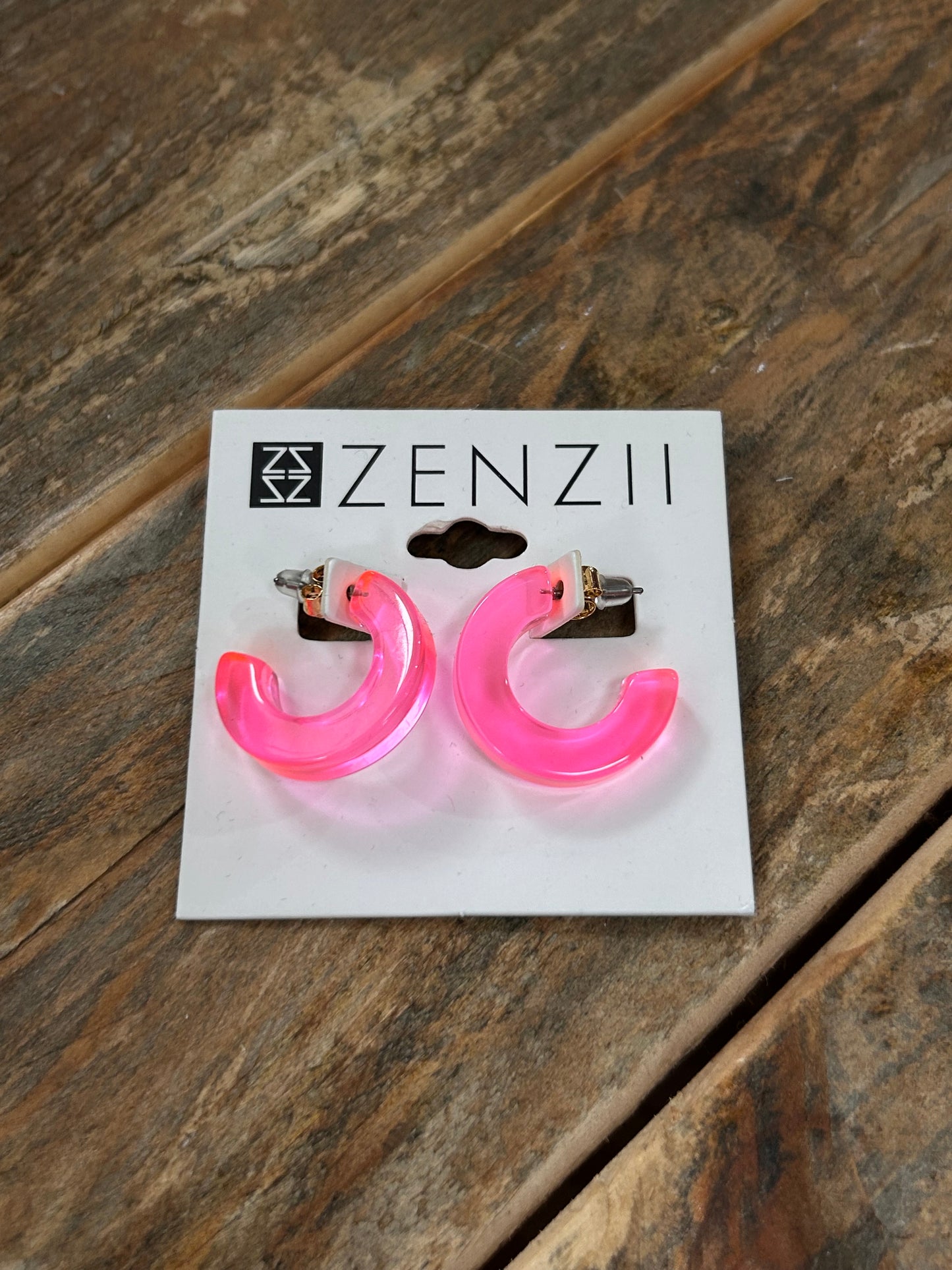 SMALL LUCITE OPEN HOOP EARRING - RED