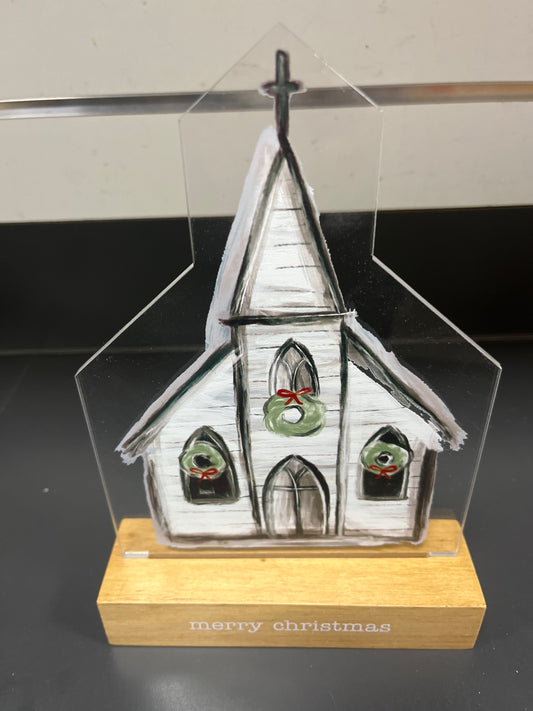 CHURCH LED ACRYLIC XMAS SITTER