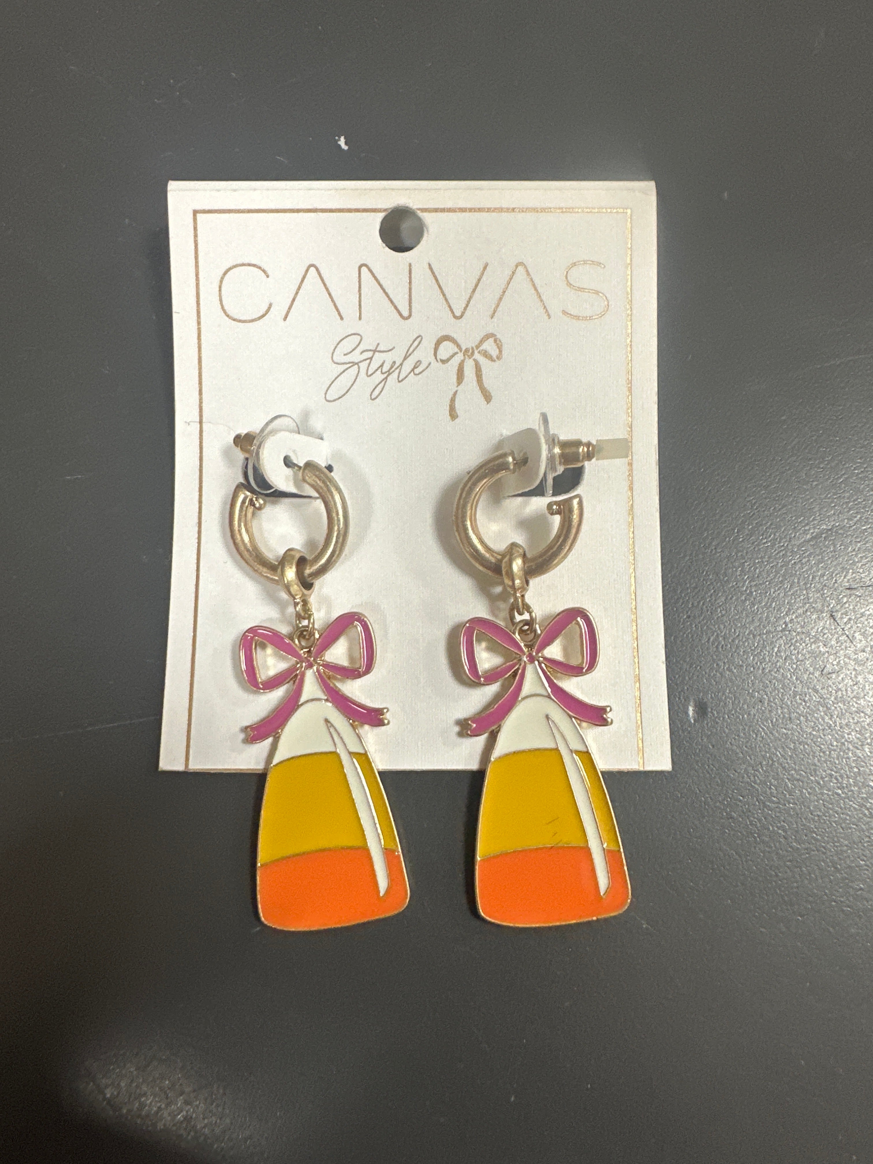 CANDY CORN WITH BOW EARRINGS