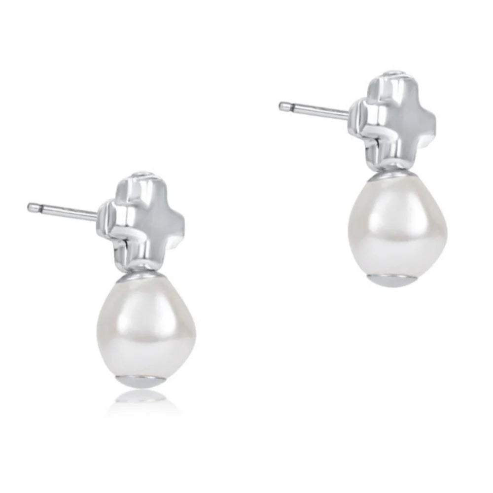 Signature Cross Sterling Stud - Pearl