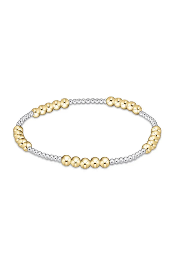 Classic Blissful Pattern 2mm Bead Bracelet - 4mm Mixed Metal