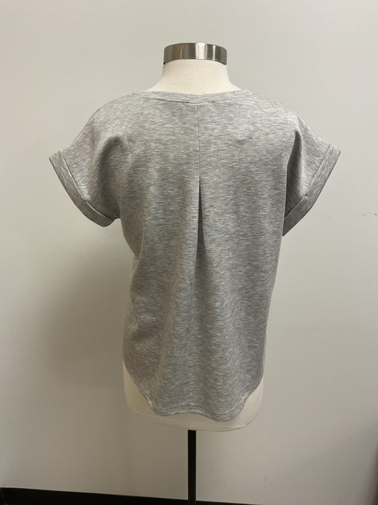 HEATHER GREY TECHNO SUAVE CUFF SLEEVE TEE