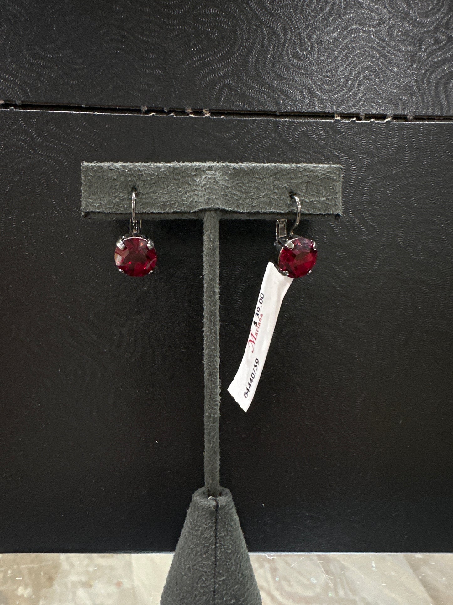 MARIANA EARRINGS - BLK - RED CRYSTAL