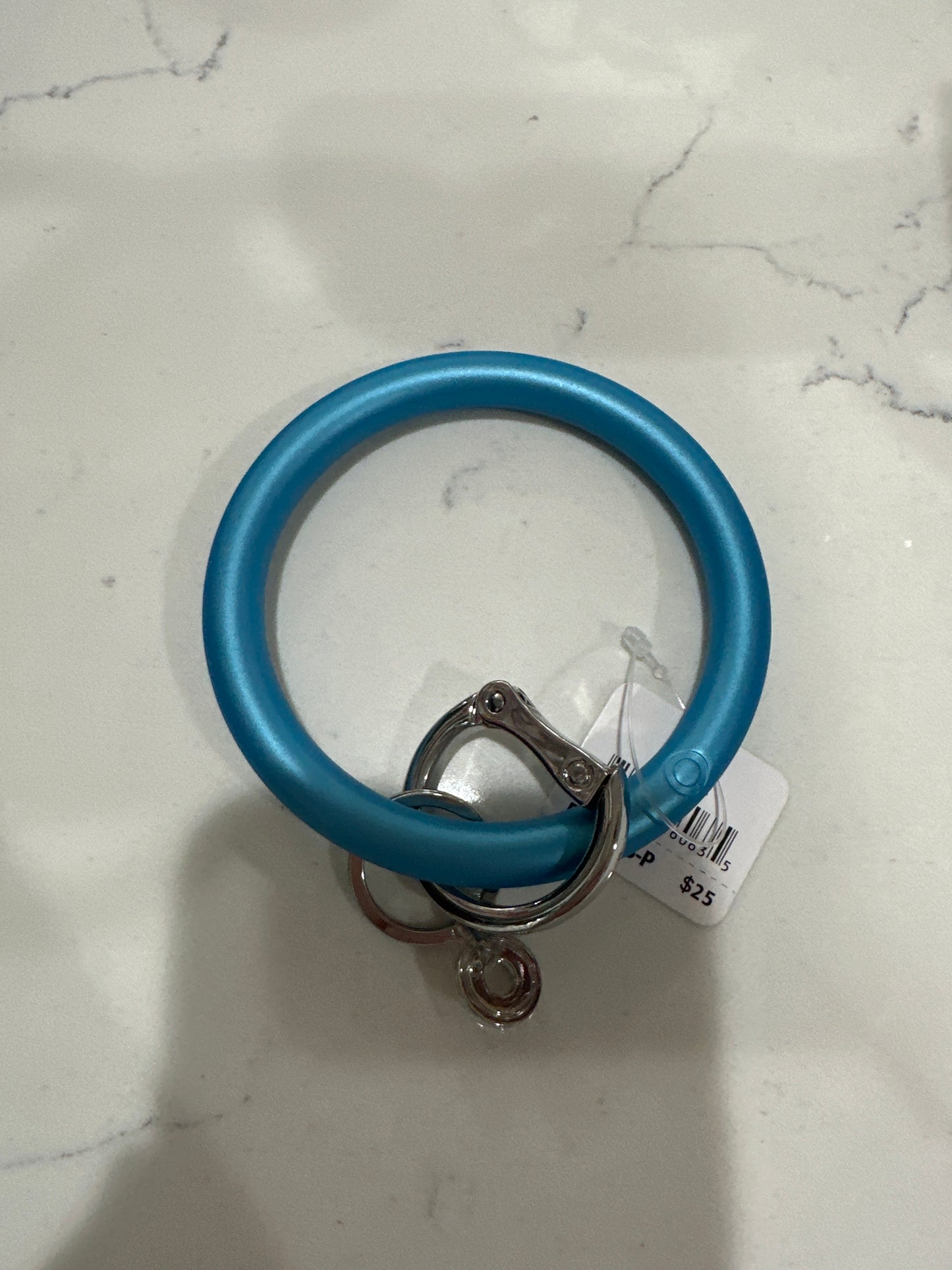 SILICONE BIG O KEY RING - PEACOCK PEARLIZED