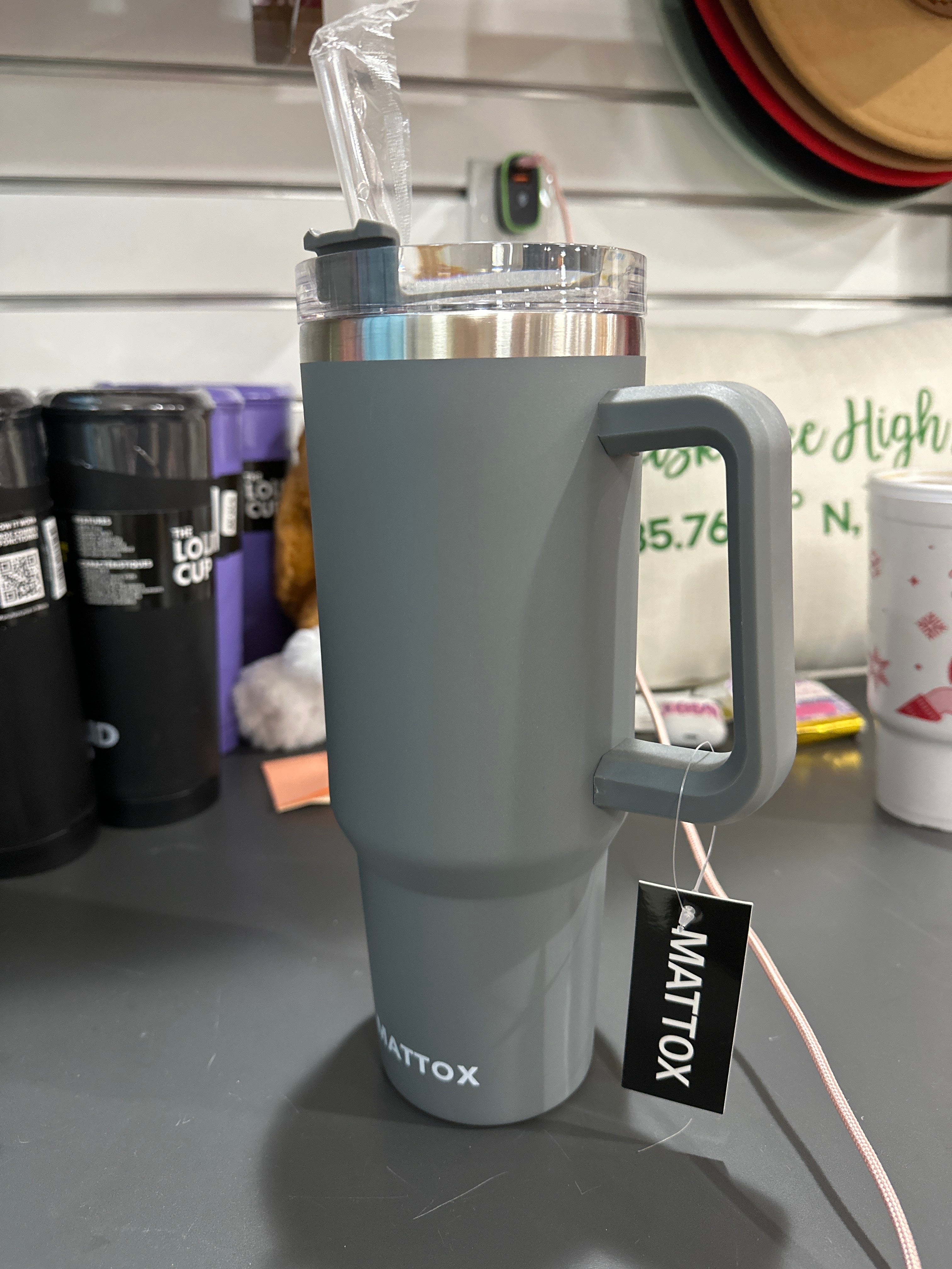 40 OZ TUMBLER WITH HANDLE - GRAY