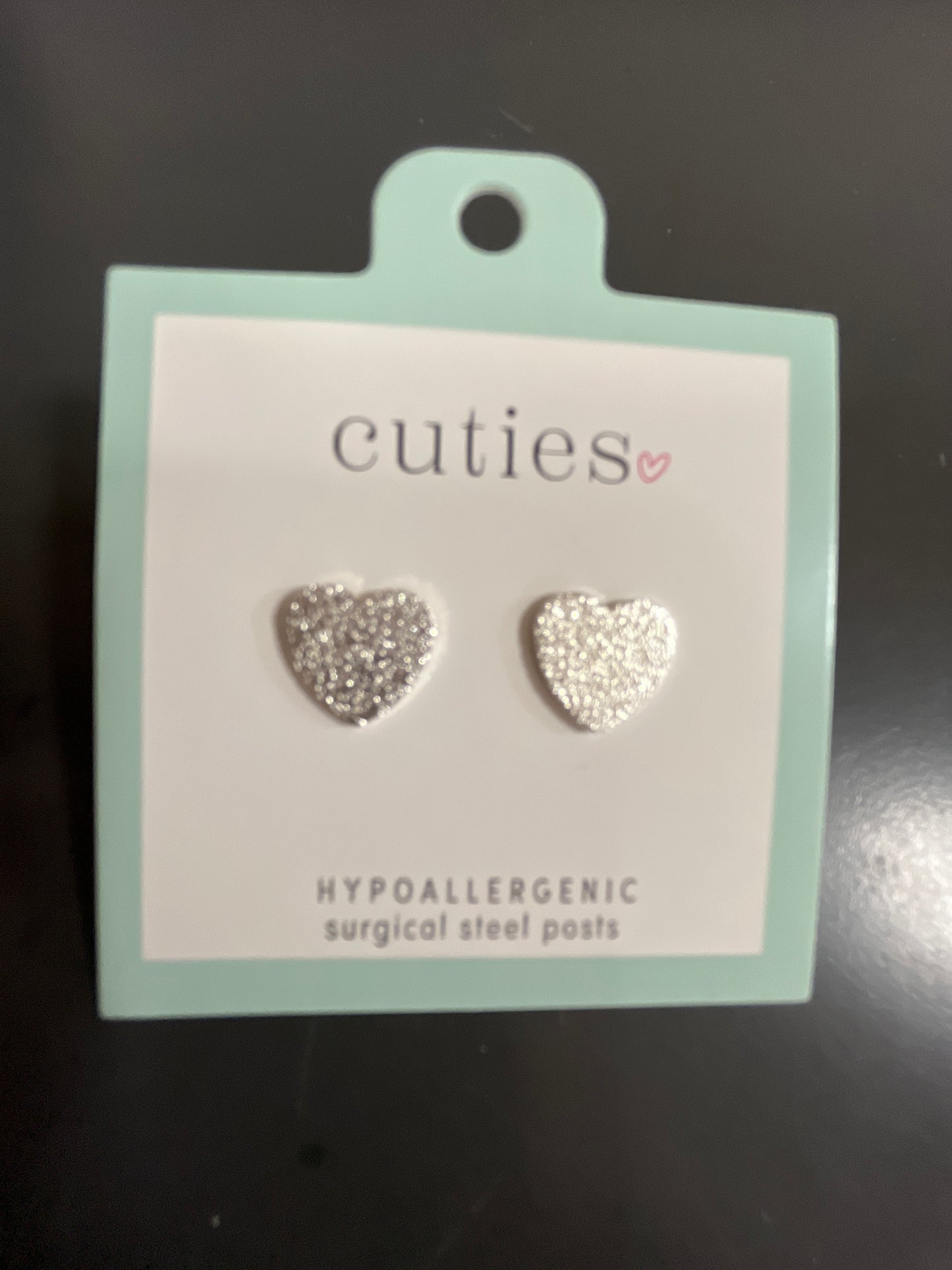 SILVER CLEAR CRYSTAL HEART EARRINGS