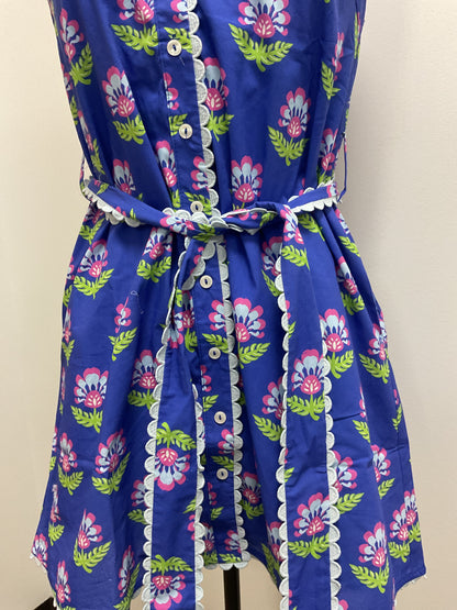 BLUE FLORAL SHIFT DRESS WITH BELT