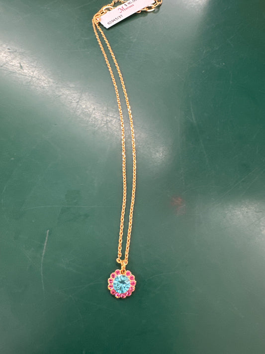 MARIANA NKLC - YG - PNK/BLU/MEDALLION PENDANT