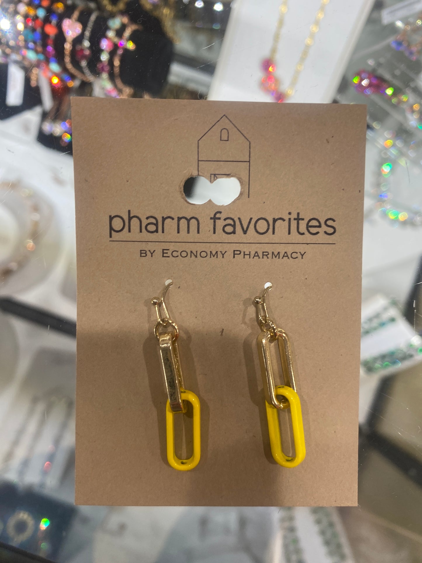 GOLD & YELLOW COLOR COATED CHAIN EARRINGS