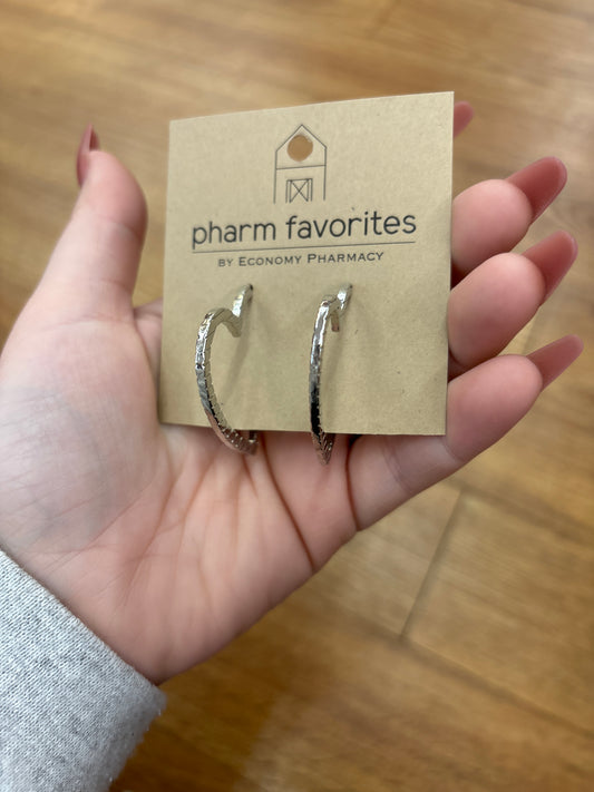 SANTOS HEART HOOP EARRINGS - SILVER