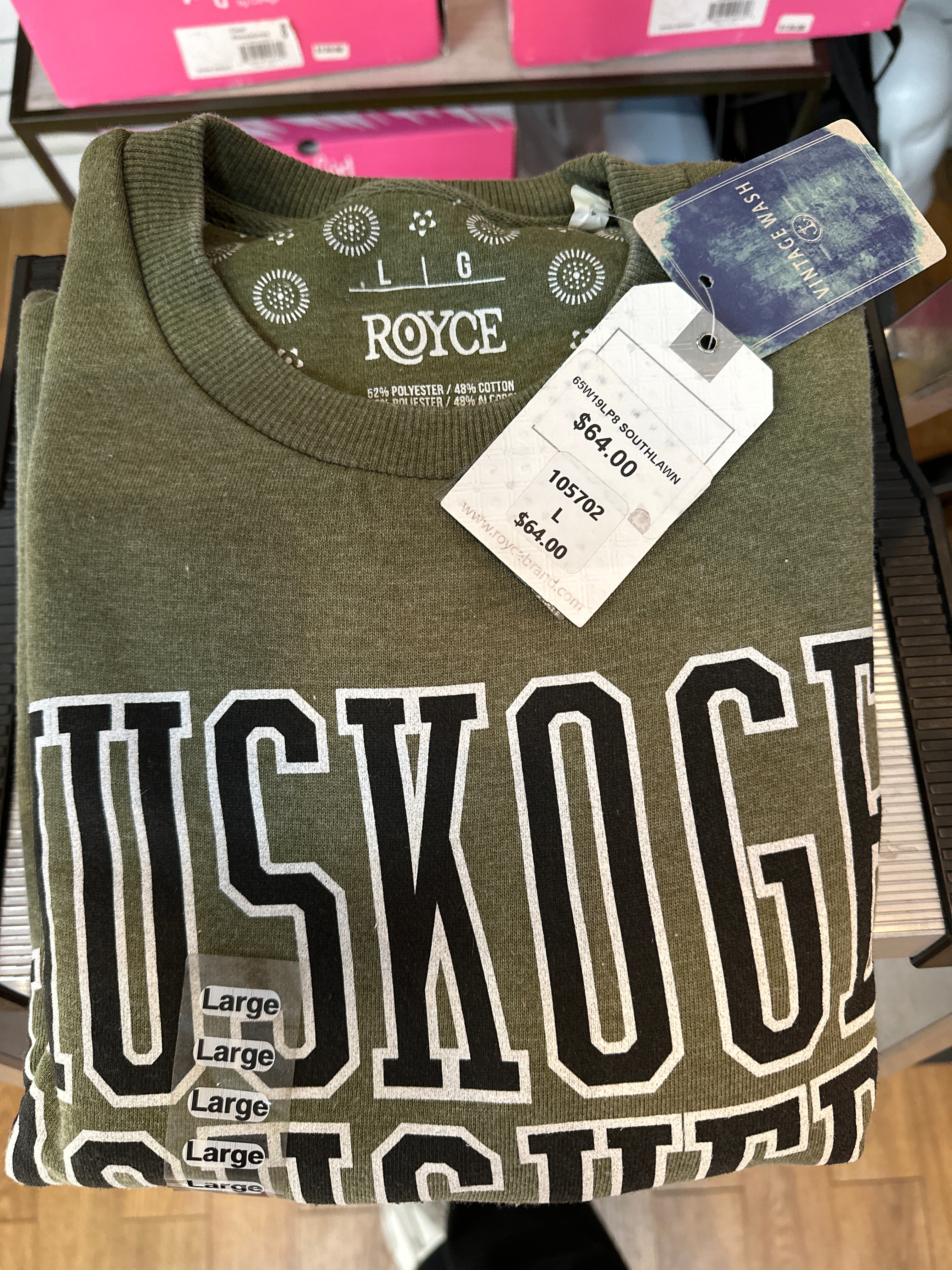 MUSKOGEE ROUGHERS - ROND BOTTOM CREW NECK - L