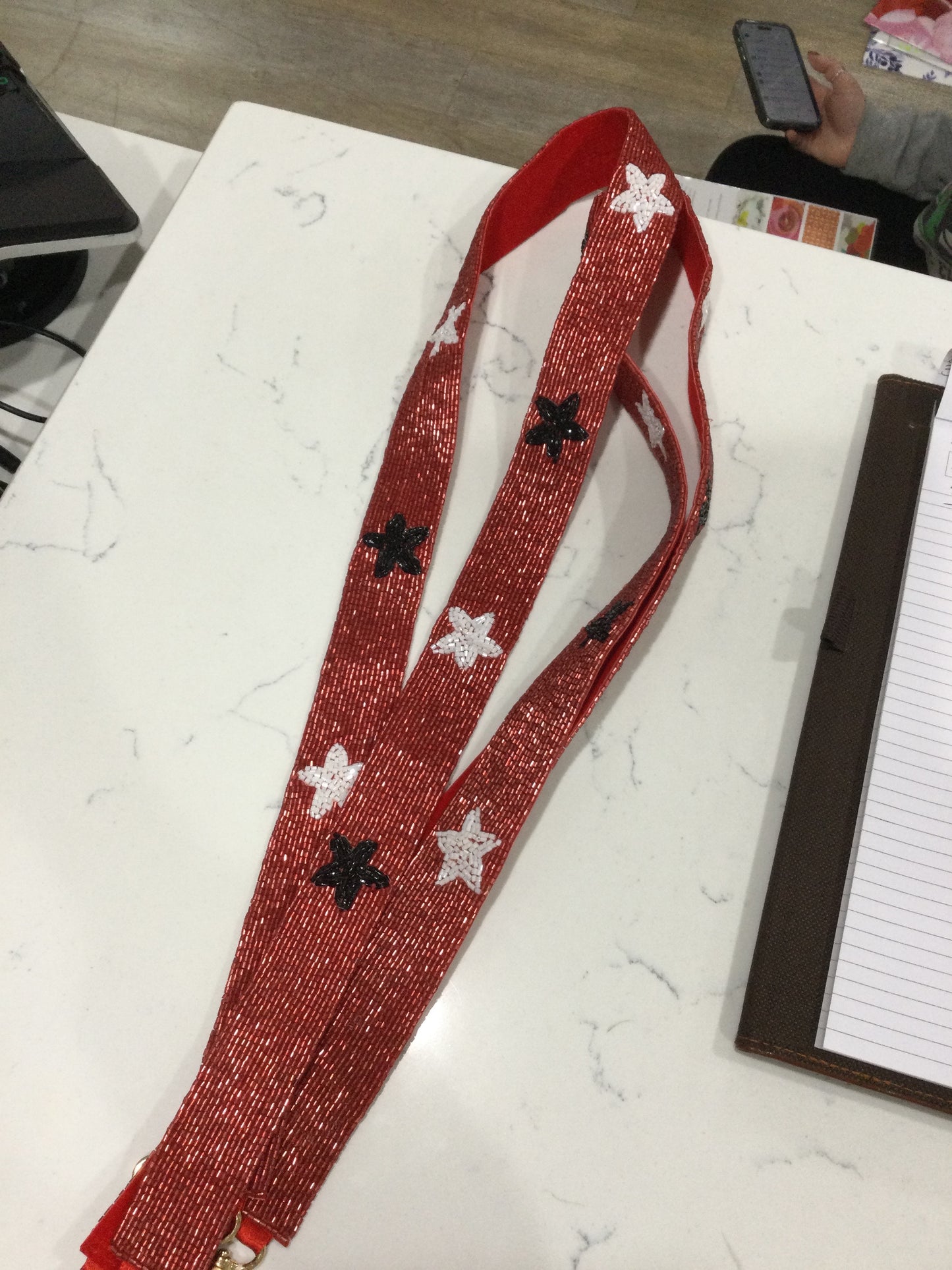 STETSON STAR BEADED CROSSBODY STRAP - RED/BLK/WHT
