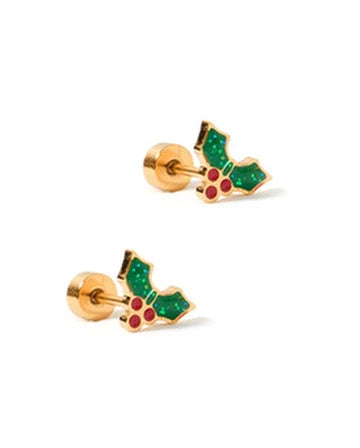 Screwback Stud Earrings - Holly Berry
