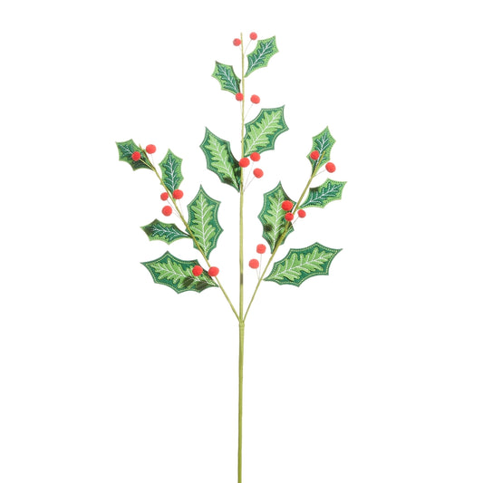 HOLLY BERRY FELT SPRAY - 27"