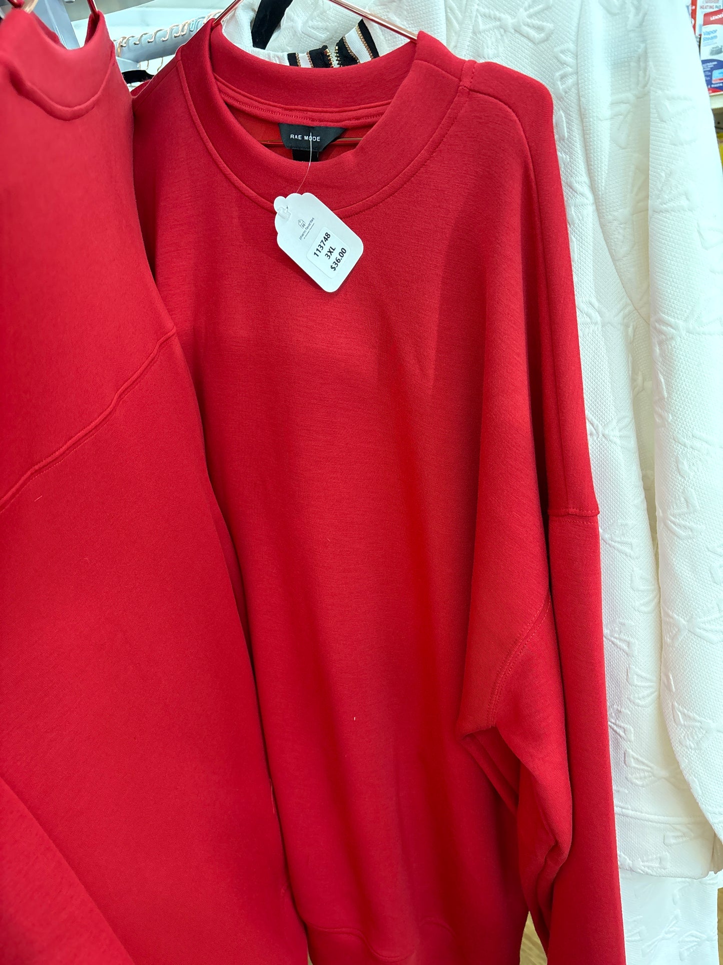 SCUBA MOCK NECK PULLOVER - TRUE RED - 3XL