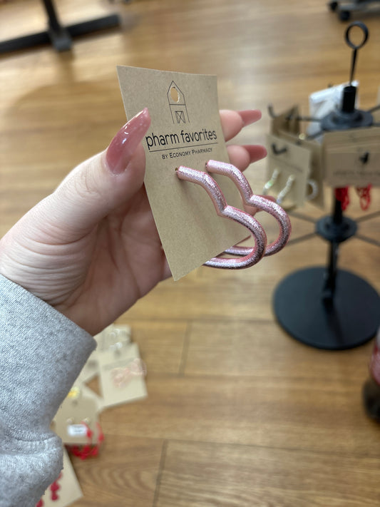 HARLAND HEART HOOP EARRINGS - LT PINK