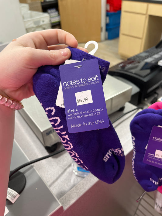 SOCKS - COURAGEOUS - PURPLE W/WHITE - L