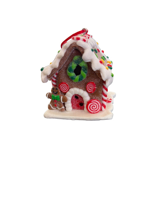 RAZ ORNAMENT-LIGHT UP GINGERBREAD HOUSE