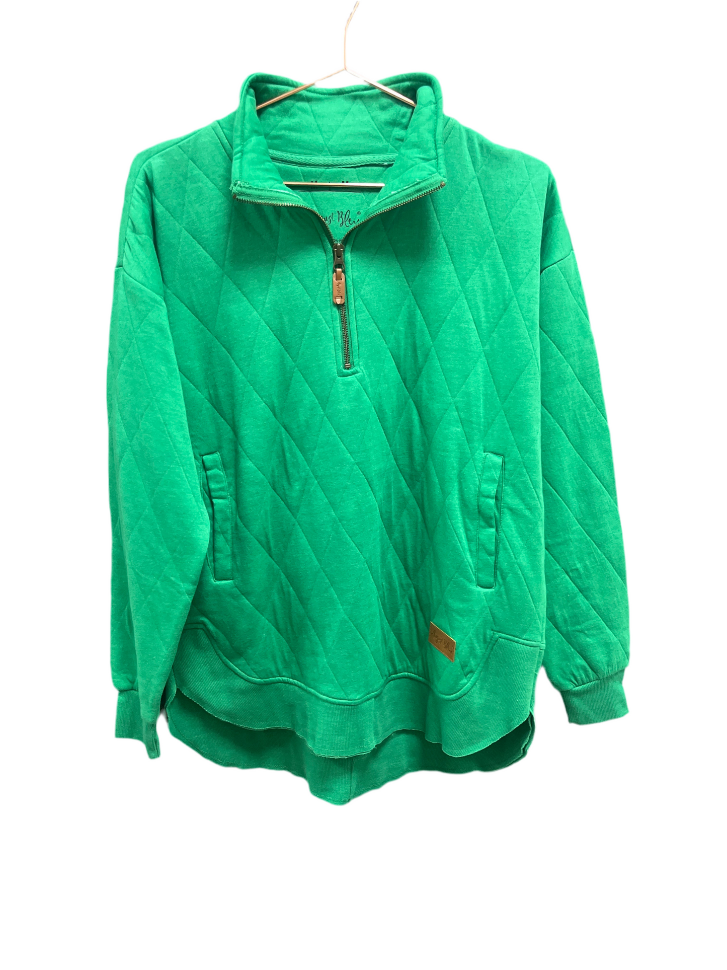 QUILTED TOMMY KELLY GREEN PULLOVER - -M