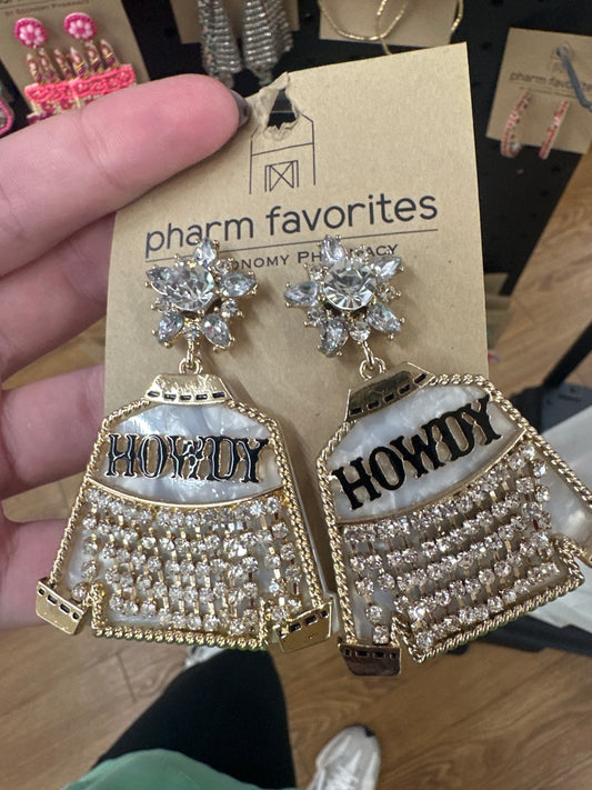 HOWDY EMBELLISHED JACKET EARRINGS - SILVER
