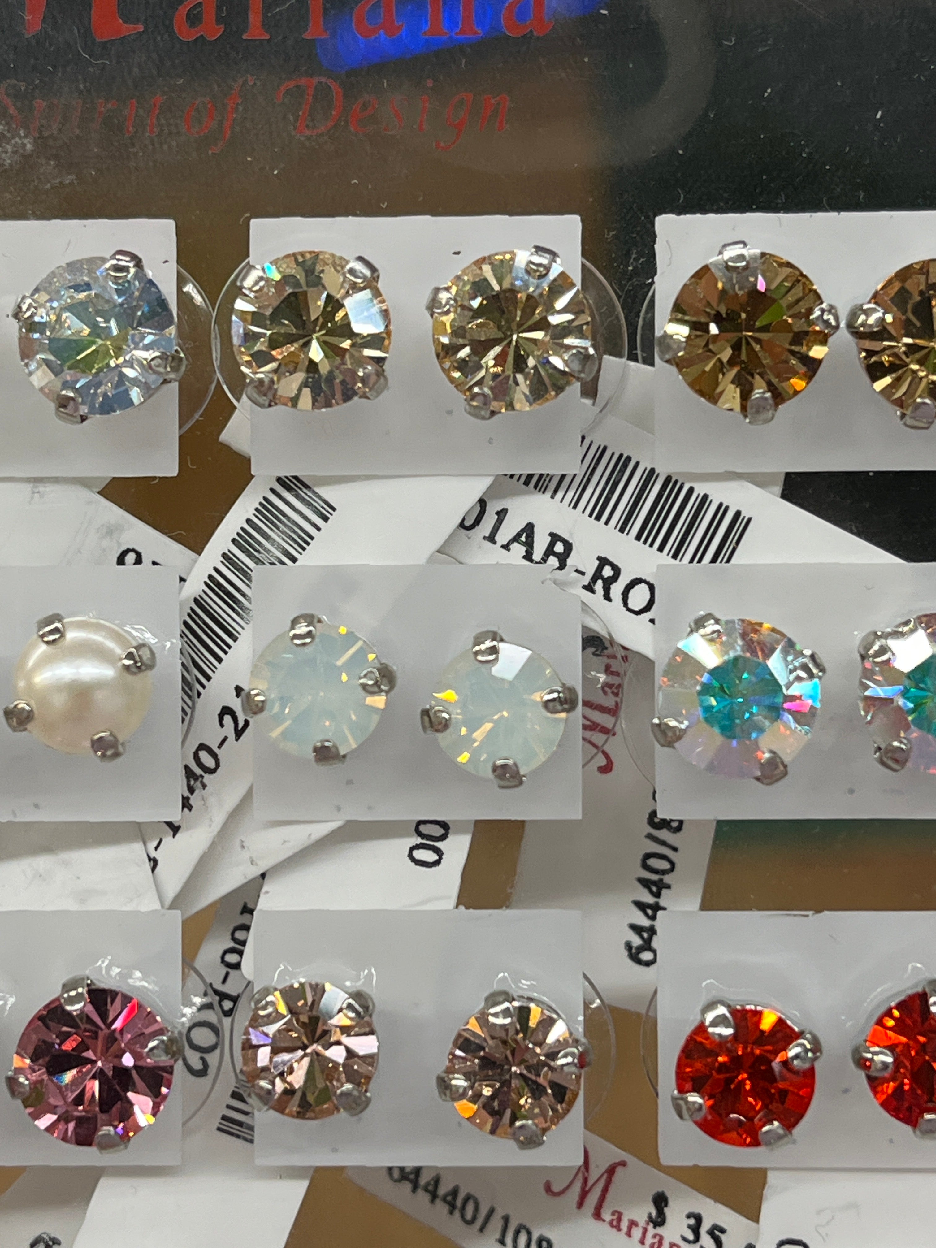 MARIANA EARRINGS - SLVR - CLEAR CRYSTAL STUDS