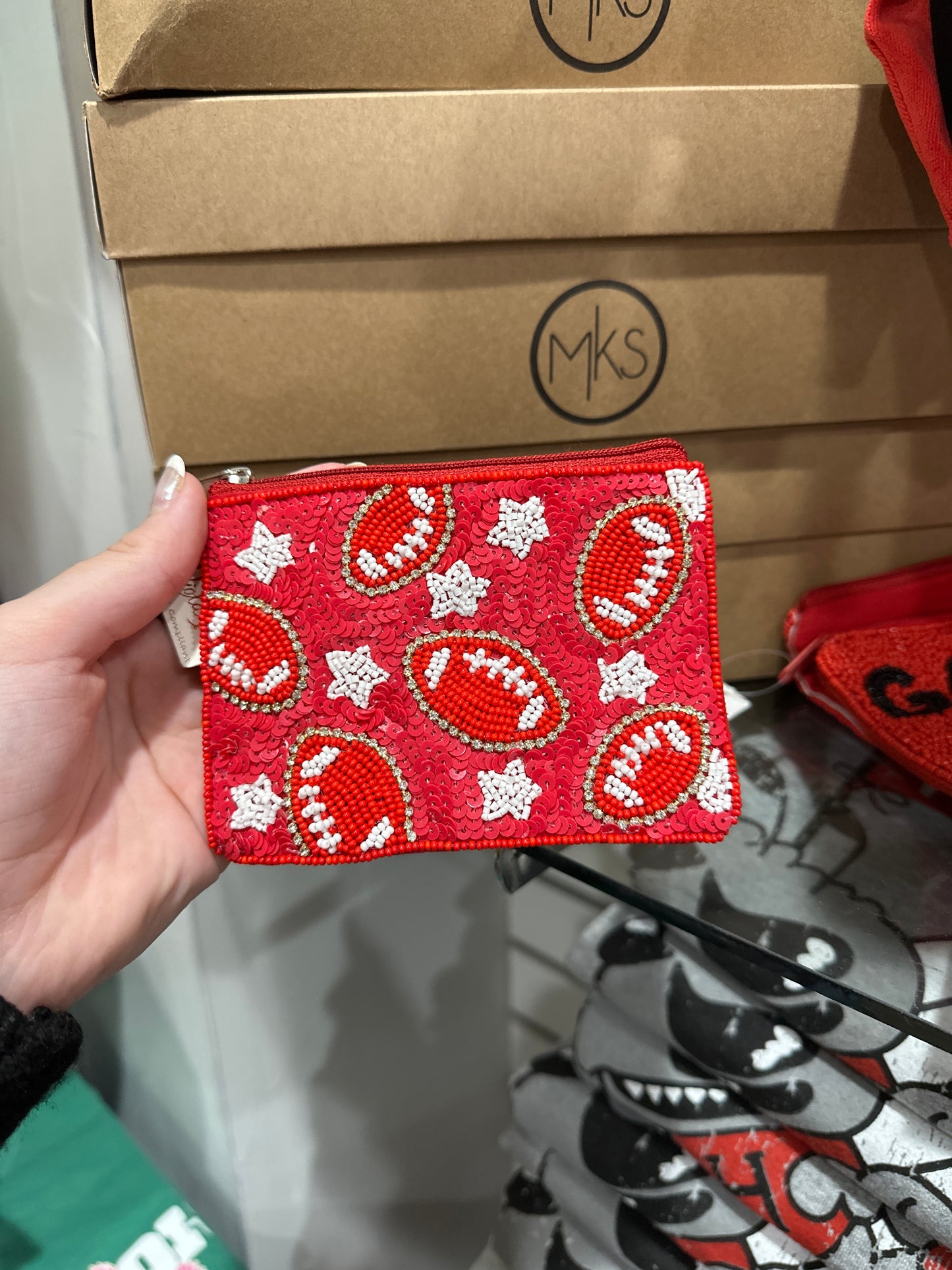 FOOTBALL STAR COIN PURSE - RED/WHITE