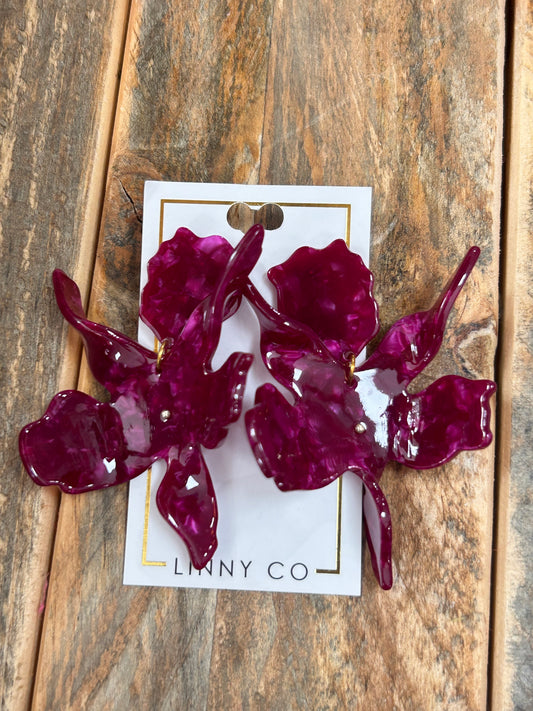FLORA EARRINGS - PINOT NOIR