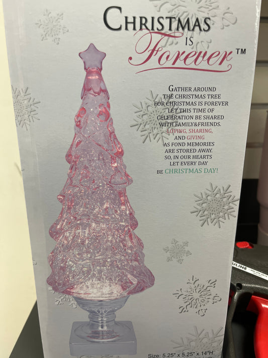 14" LED PINK BLOWING GLITTER TREE