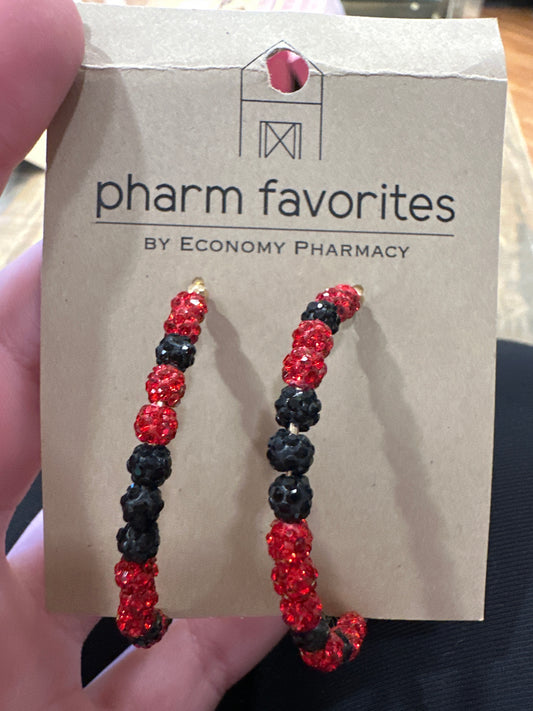 RED AND BLACK CRYSTAL EARRINGS