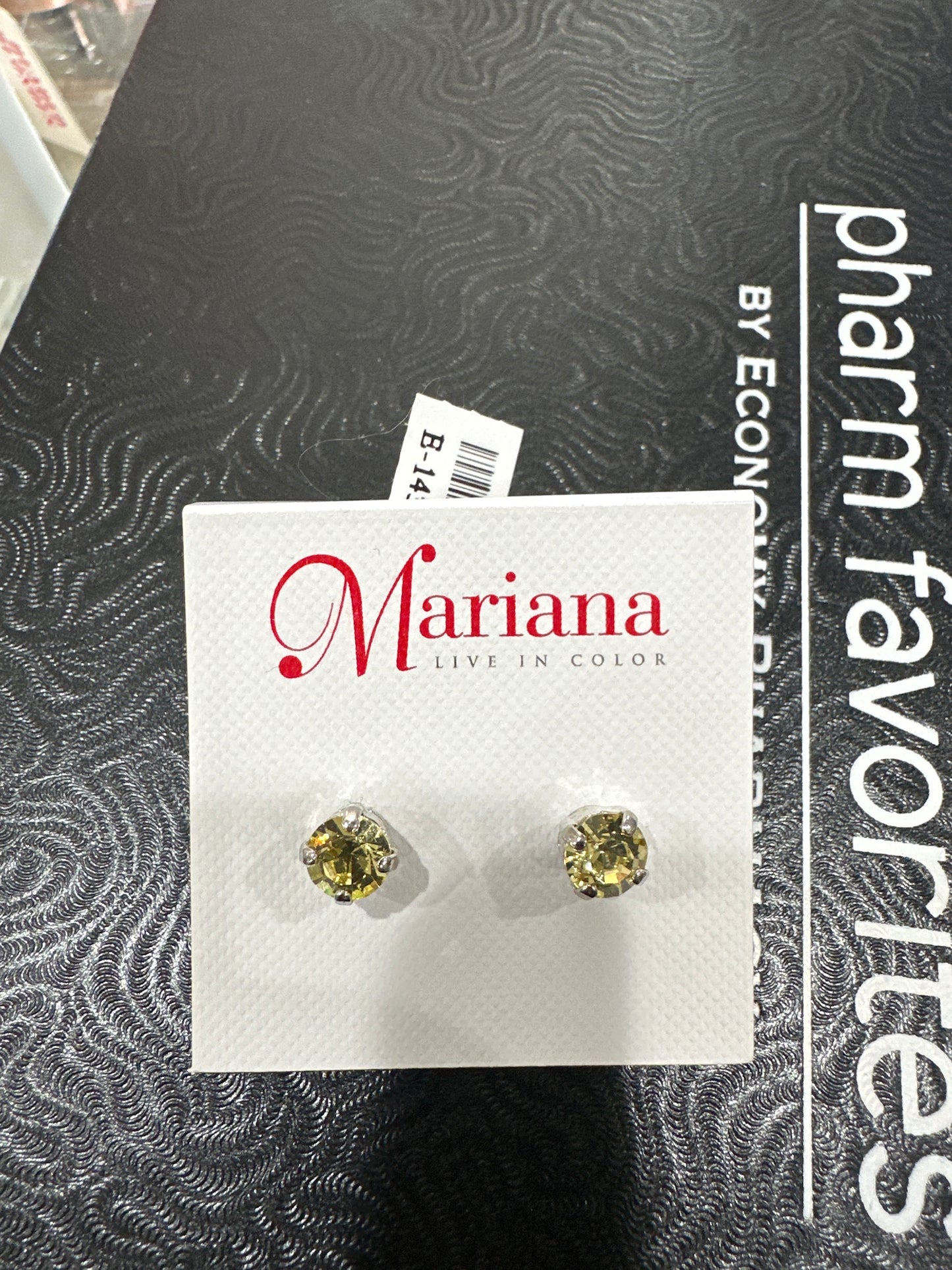 MARIANA EARRINGS - SLVR - YELLOW CRYSTAL STUDS